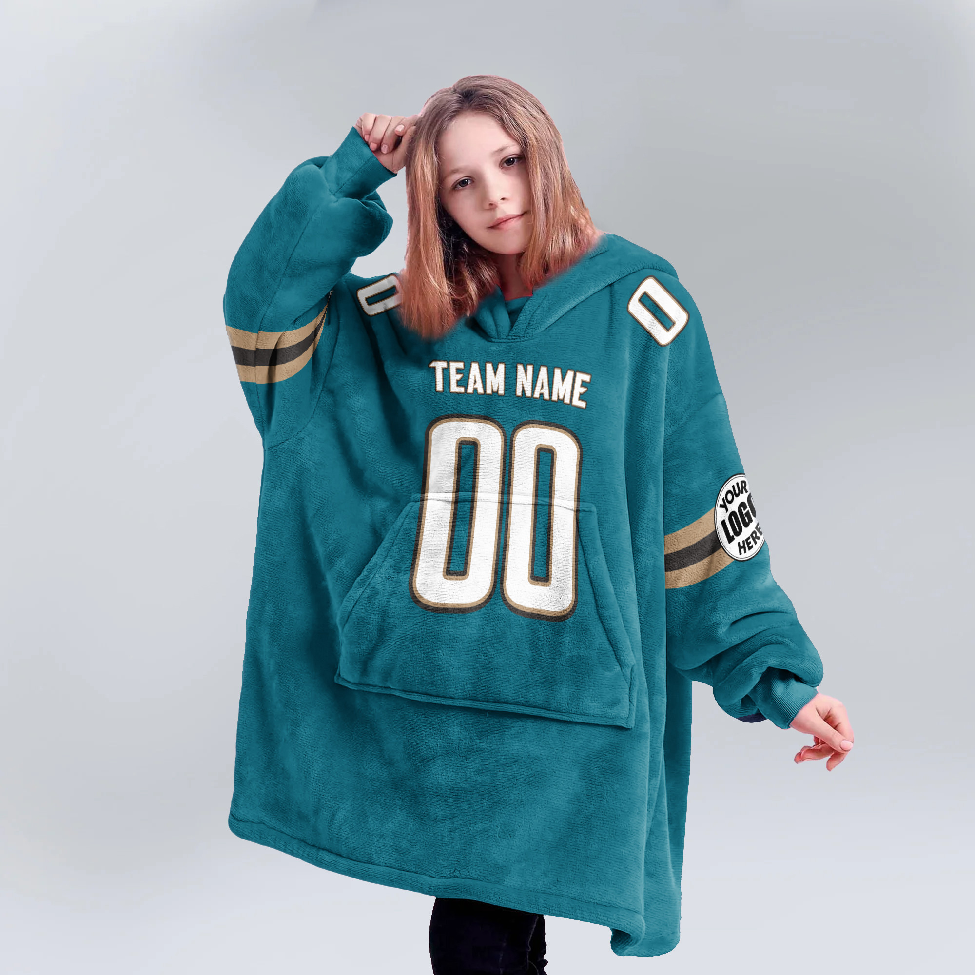 Adult Custom Blanket Hoodie Jacksonville Inspired Color