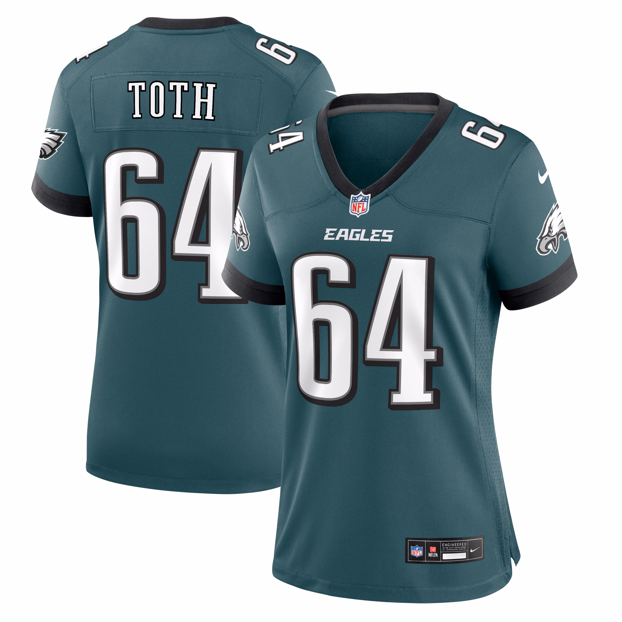 Brett Toth Philadelphia Eagles Women's  Game Jersey - Midnight Green