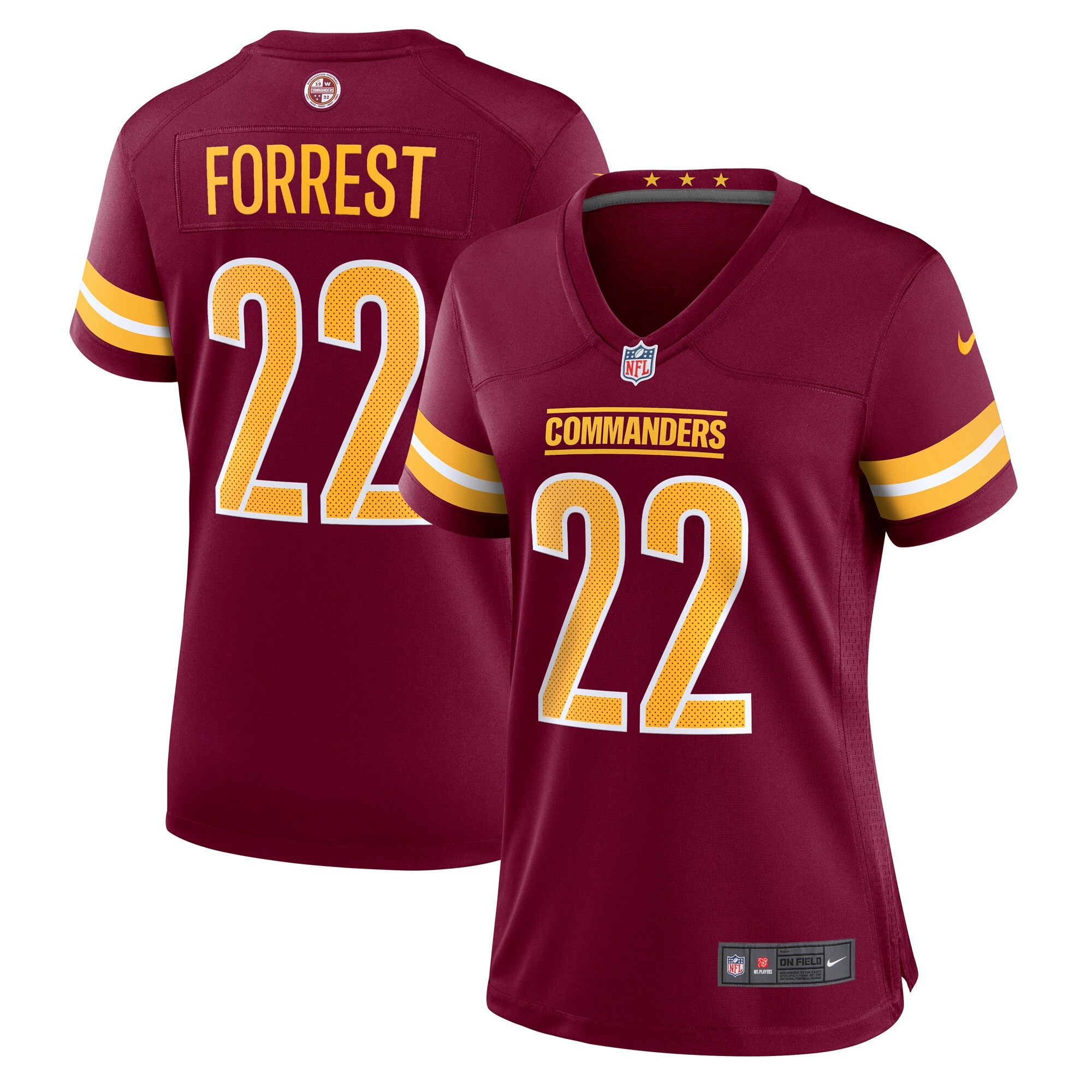 Darrick Forrest Washington Commanders  Women's Game Player Jersey - Burgundy