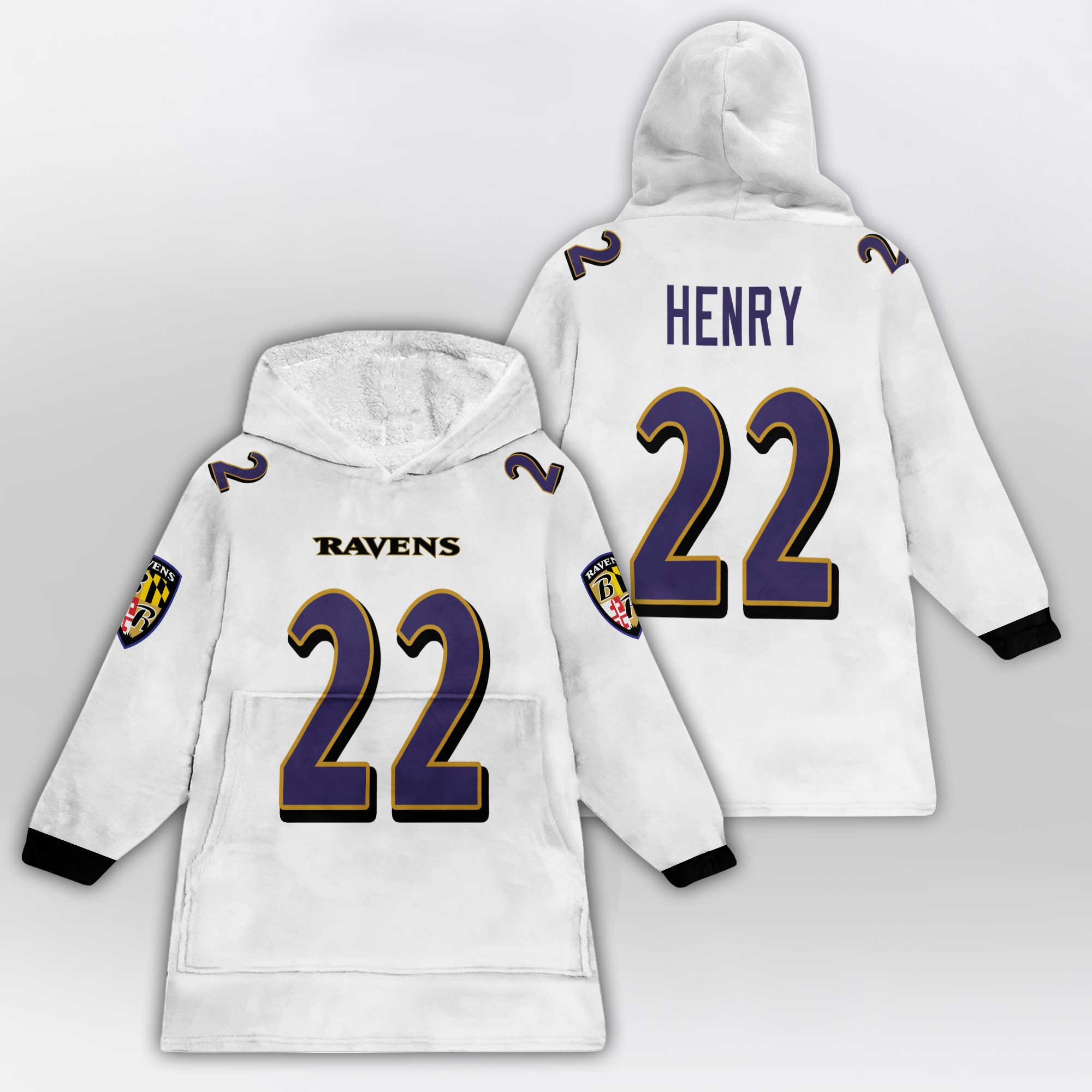 Adult 22 Baltimore Football Unisex Blanket Hoodie