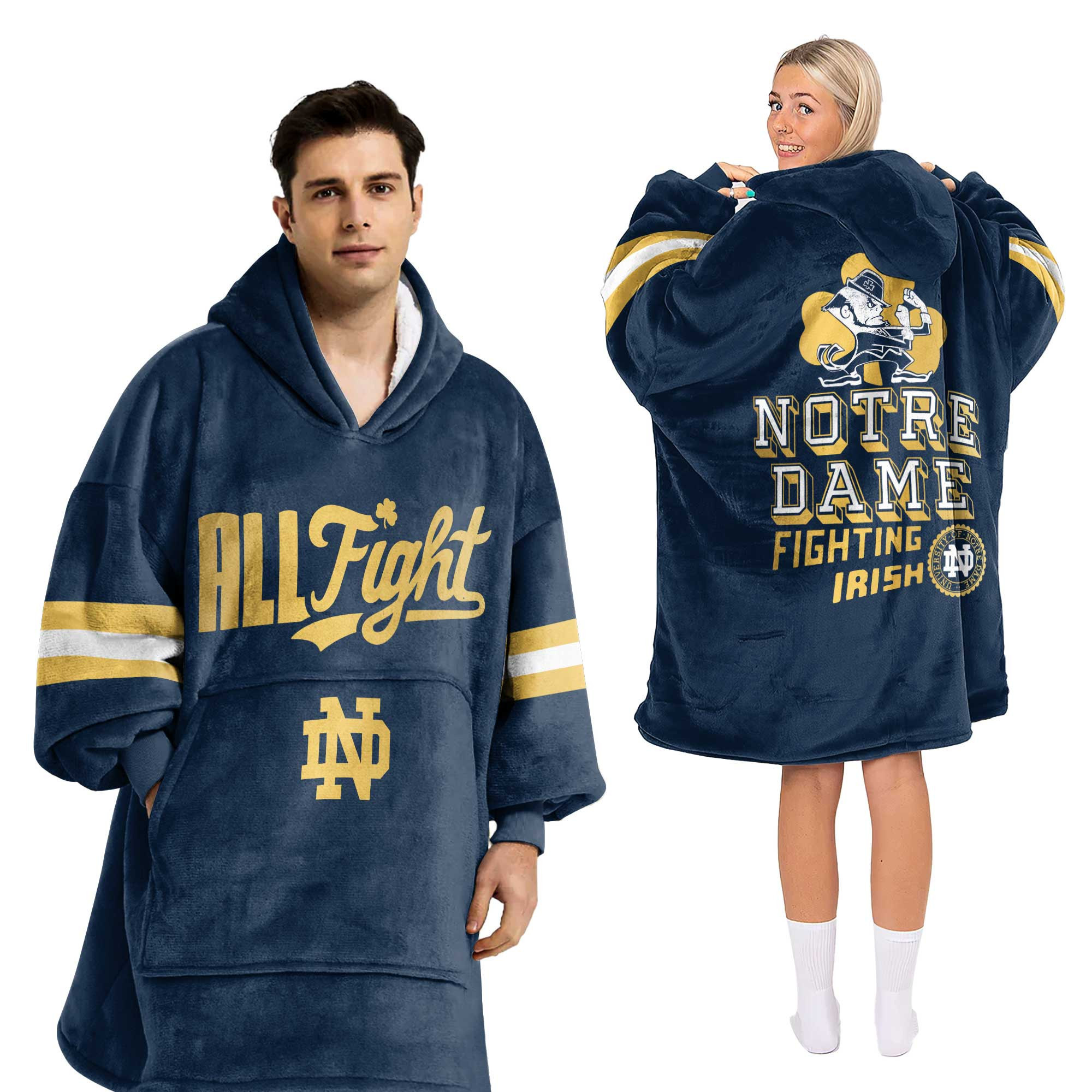 Adult Notre Dame Football Unisex Blanket Hoodie