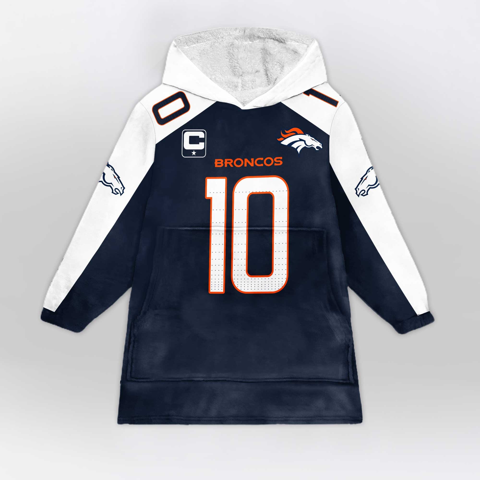 Adult 10 Denver Football Unisex Blanket Hoodie