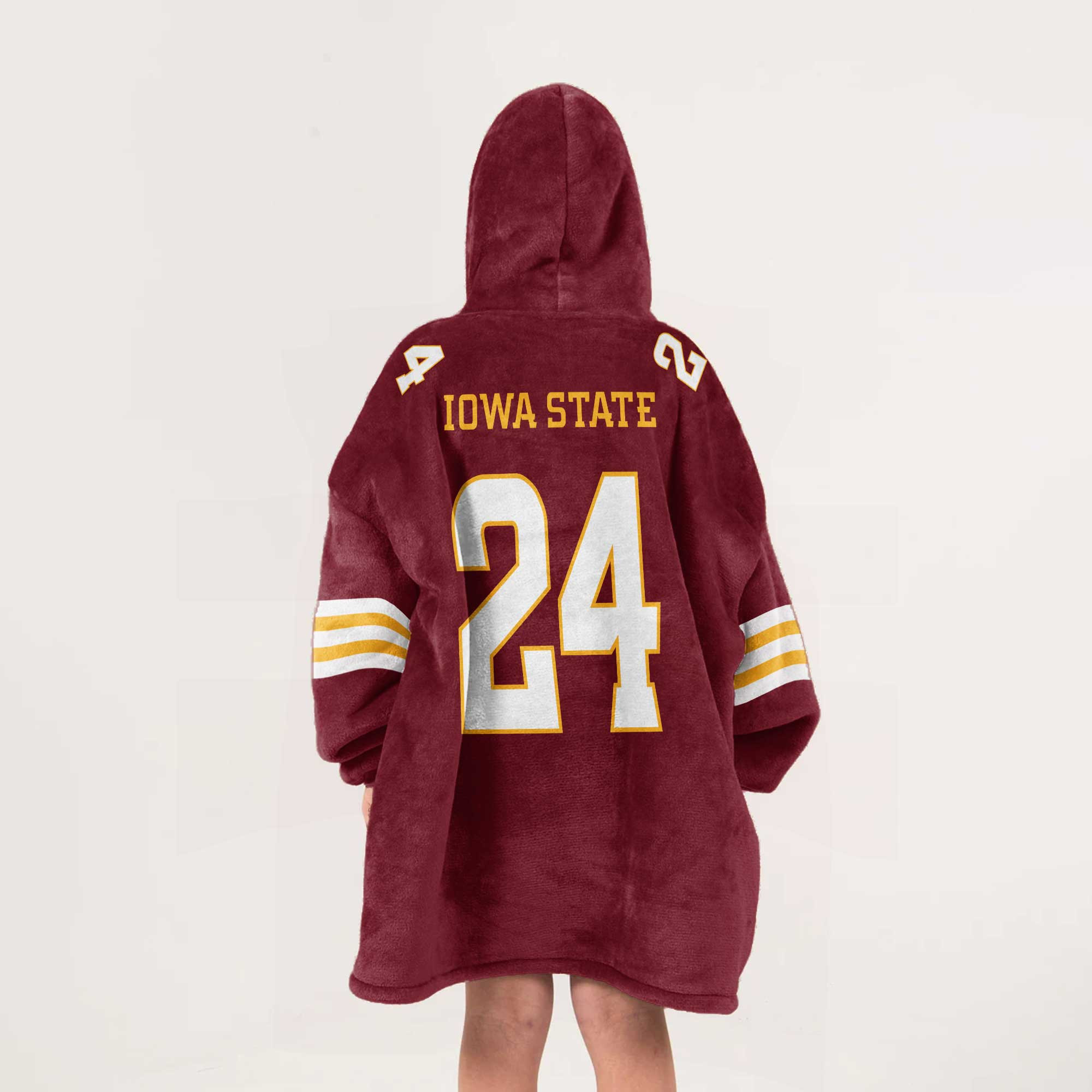 Adult #24 Iowa State Football Unisex Blanket Hoodie