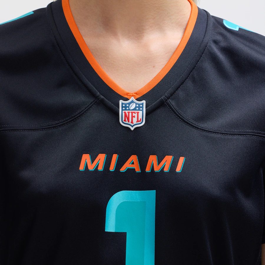 Tua Tagovailoa #1 Miami Dolphins Women's 2025 Rivalries Collection Game Jersey - Pitch Blue