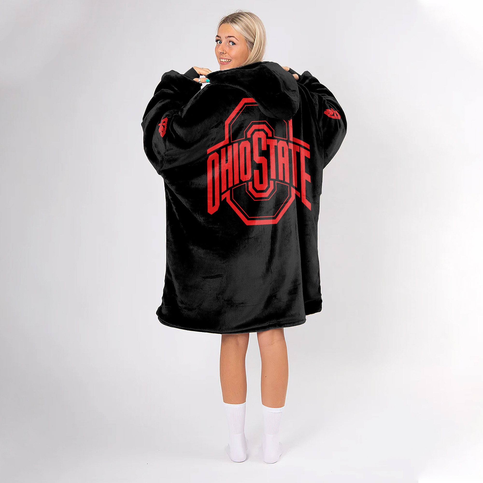 Adult Ohio State Football Unisex Blanket Hoodie