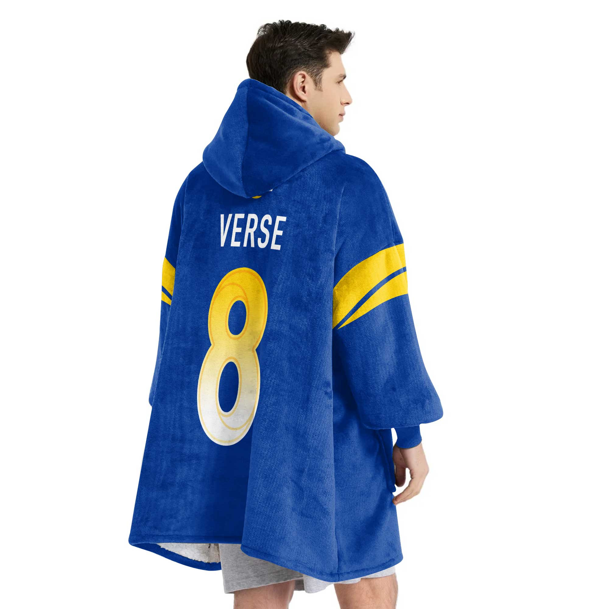 Adult J.V 8 Los Angeles R Football Unisex Blanket Hoodie