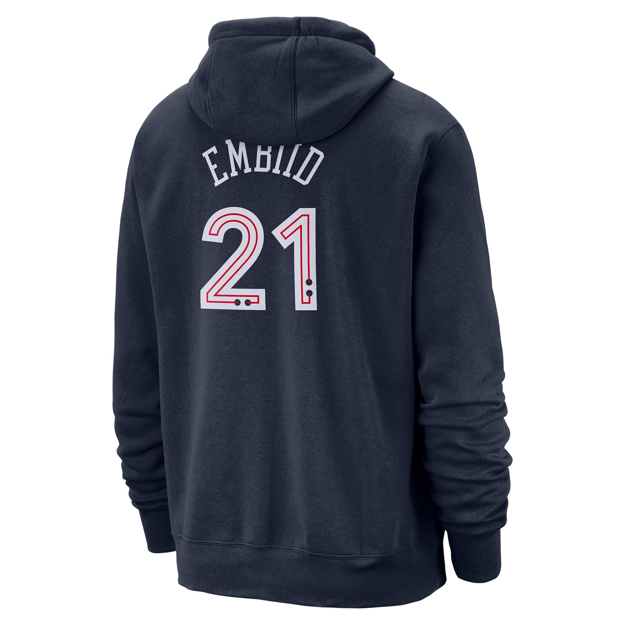 Men's Philadelphia 76ers Joel Embiid  Navy 2023/24 City Edition Name & Number Pullover Hoodie