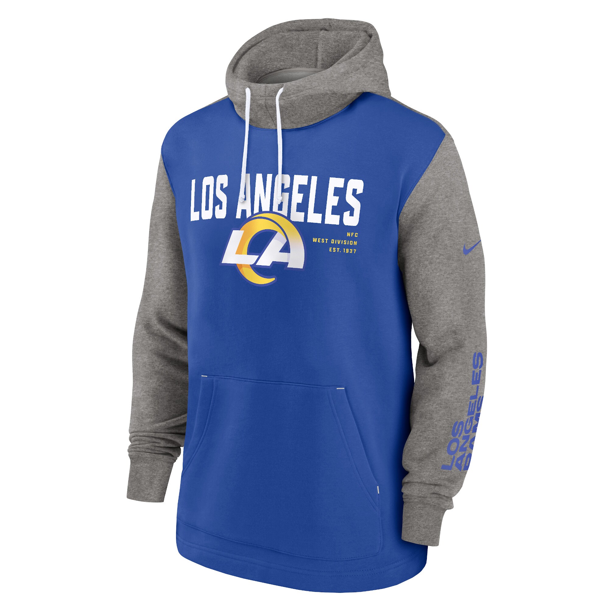 Los Angeles Rams Fashion Color Block Pullover Hoodie - Royal