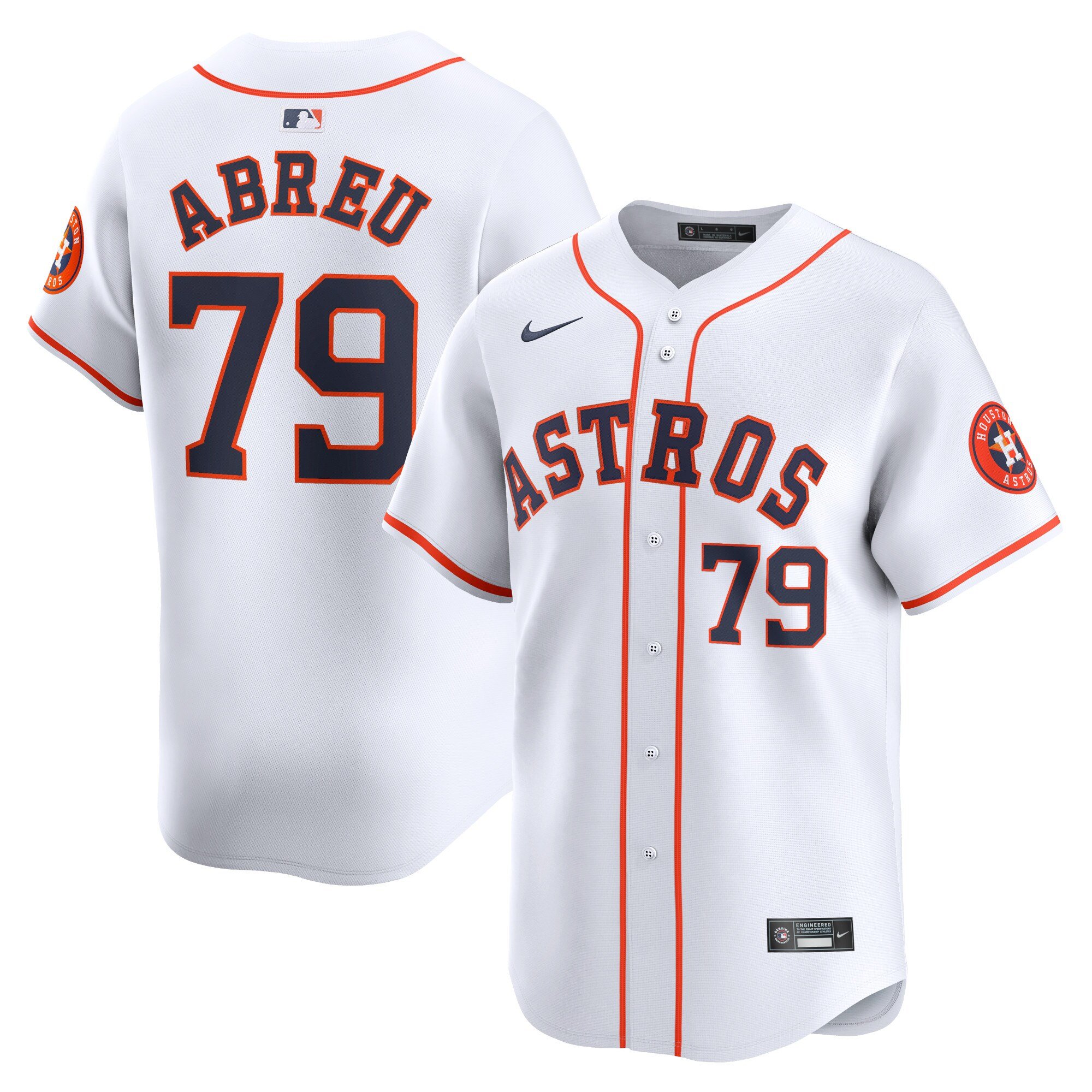 Men's Houston Astros #79 Jose Abreu  White Home Limited Player Jersey