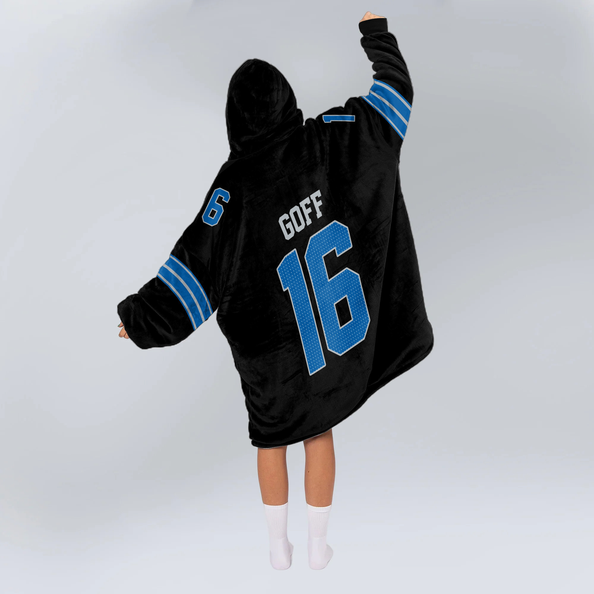 Adult JG 16 Detroit Football Unisex Blanket Hoodie