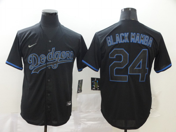 Men's Los Angeles Dodgers #24 Kobe Bryant Black Mamba Lights Out Black Fashion Stitched MLB Cool Base  Jersey
