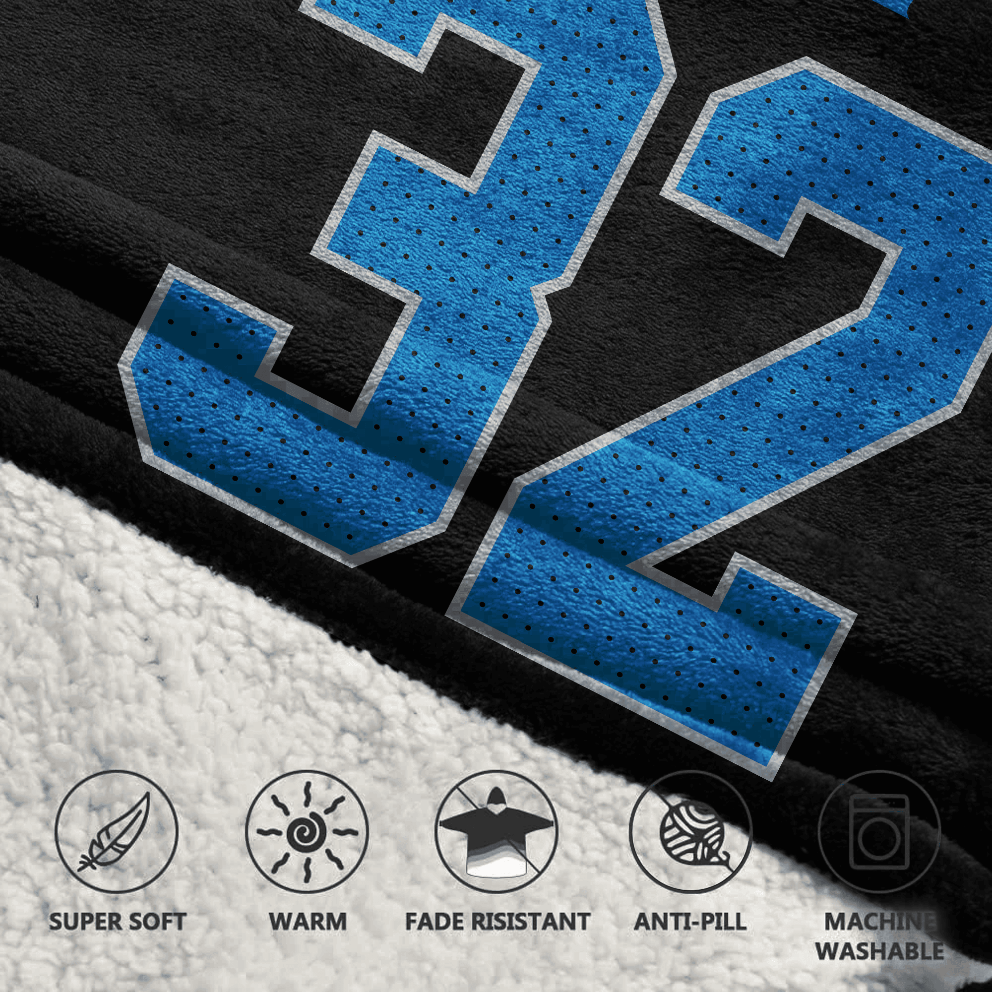 Adult 32 Detroit Football Unisex Blanket Hoodie
