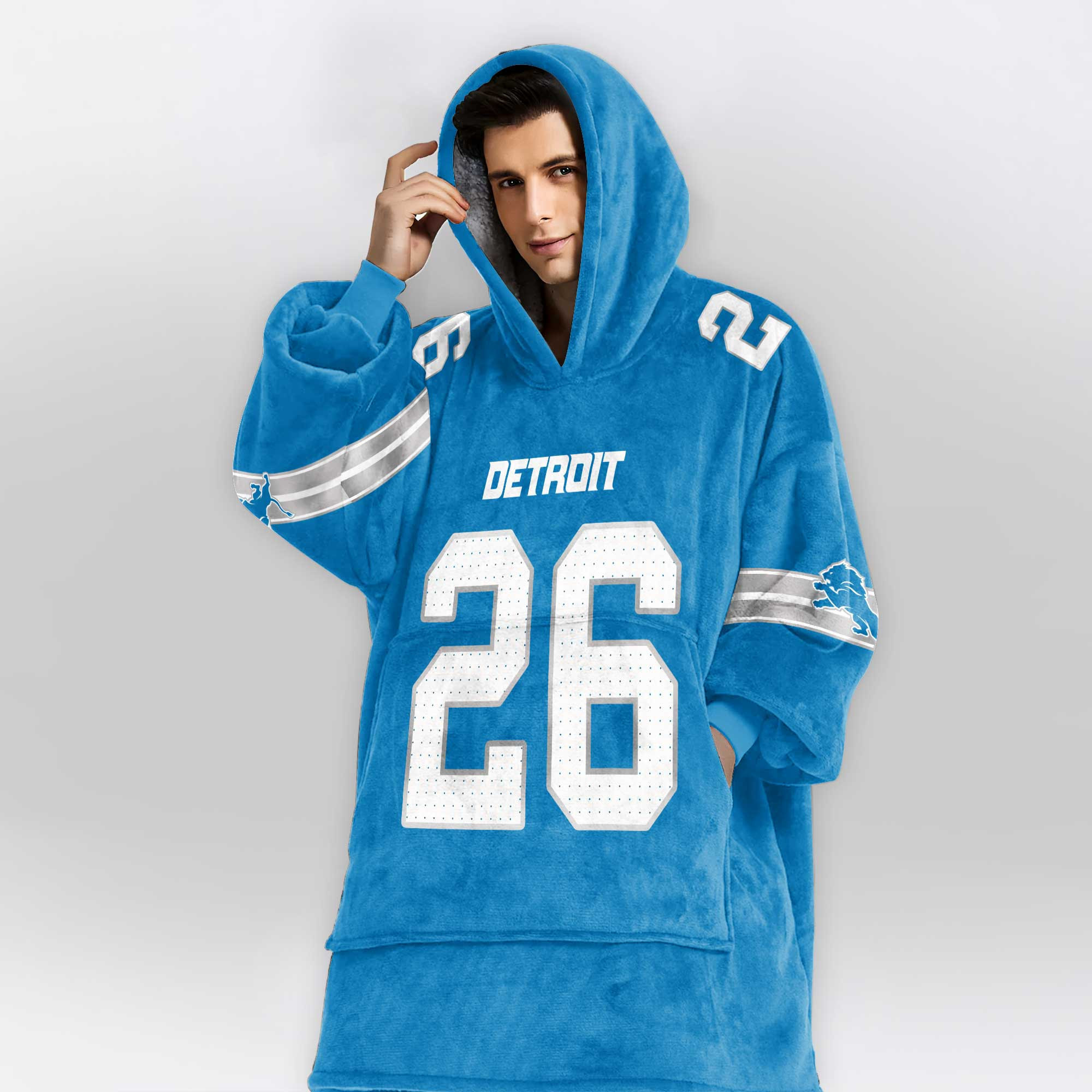 Adult 26 Detroit Lions Football Unisex Blanket Hoodie