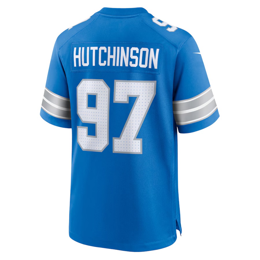 Men's Aidan Hutchinson #97 Blue Detroit Lions Game Jersey