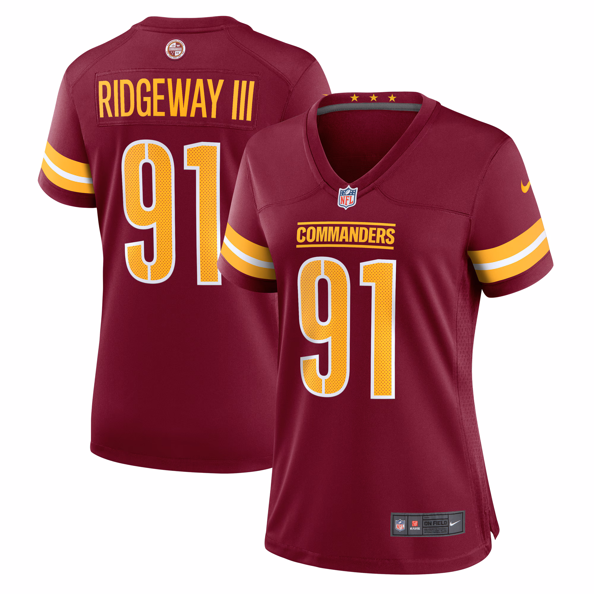 John Ridgeway Washington Commanders Women's  Game Jersey -  Burgundy