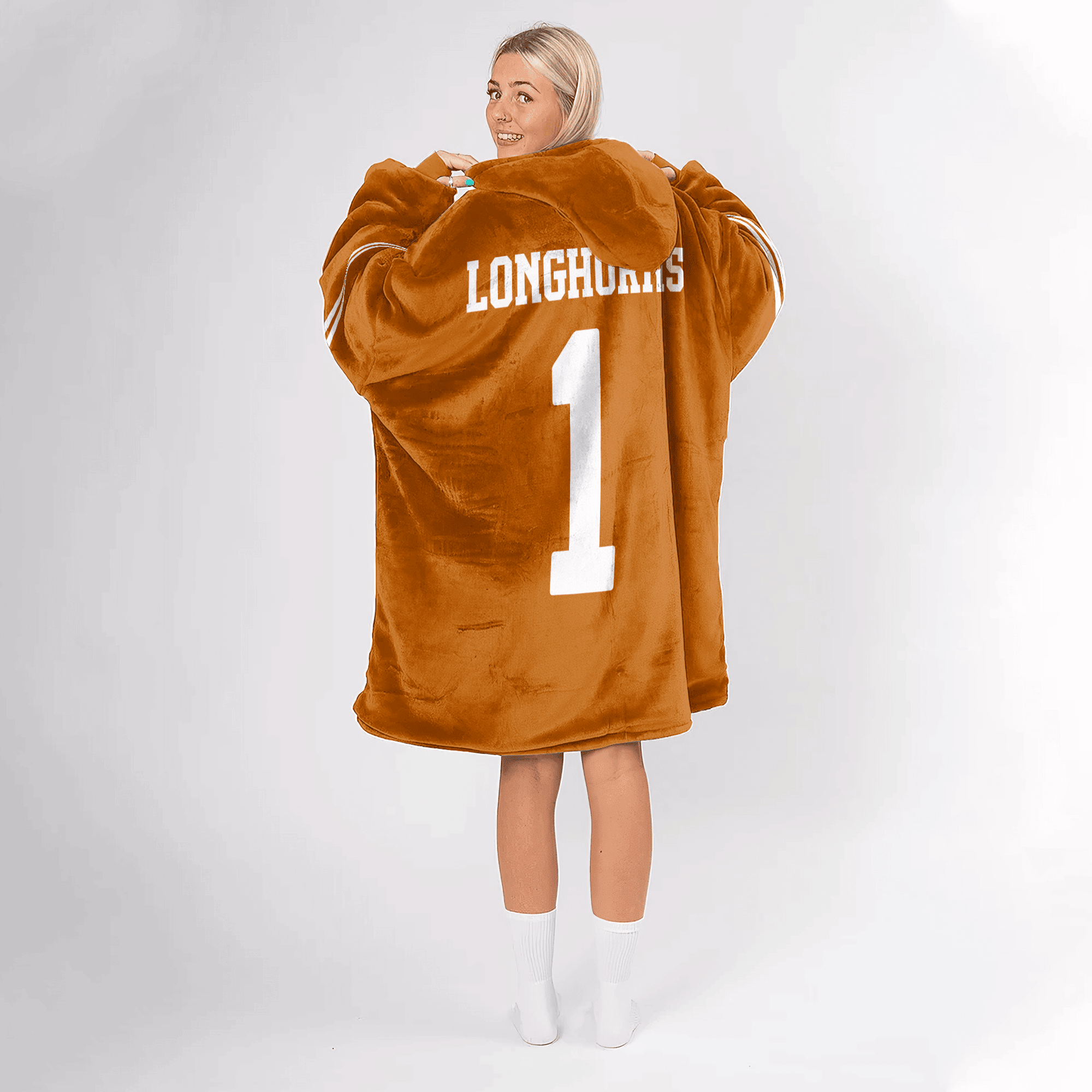 Adult 1 Texas Football Unisex Blanket Hoodie