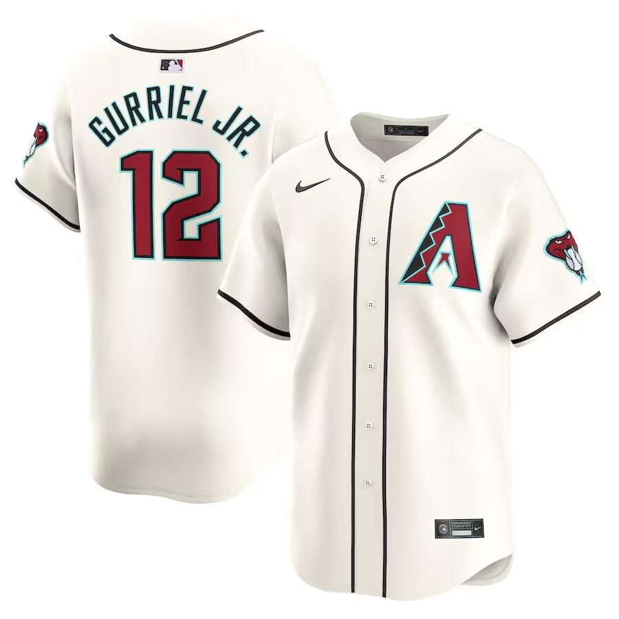 Men's Arizona Diamondbacks #12 Lourdes Gurriel Jr.  White Home Limited Player Jersey