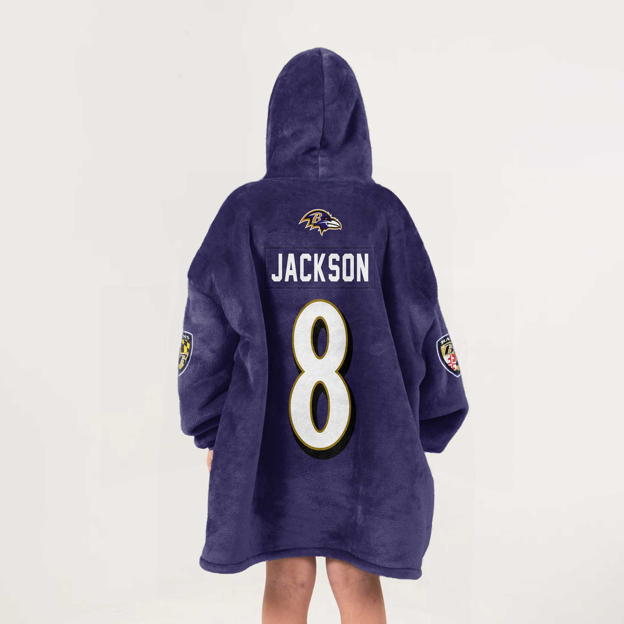 Adult L.J 8 Baltimore Football Unisex Blanket Hoodie