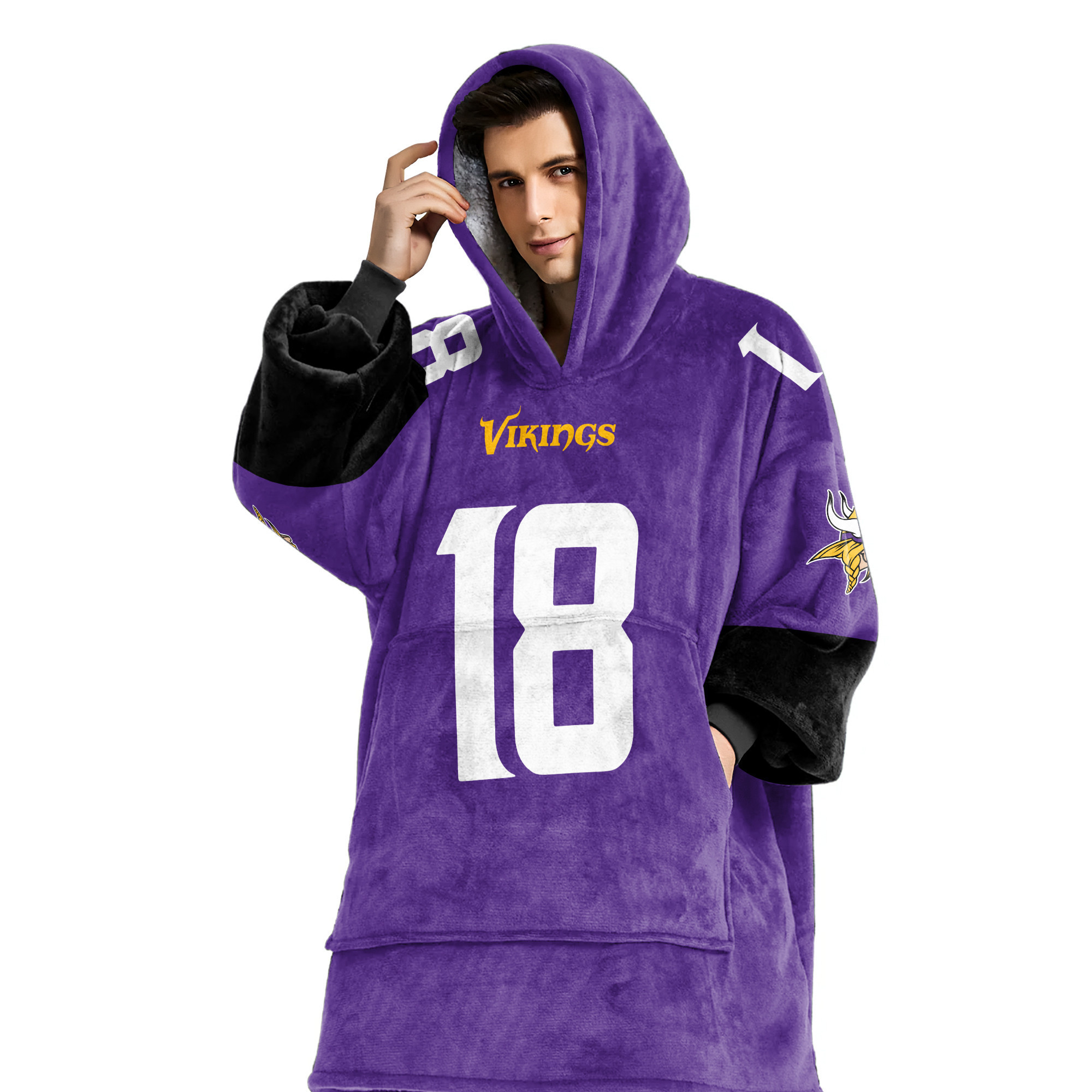Adult JJ 18 Minnesota Football Unisex Blanket Hoodie
