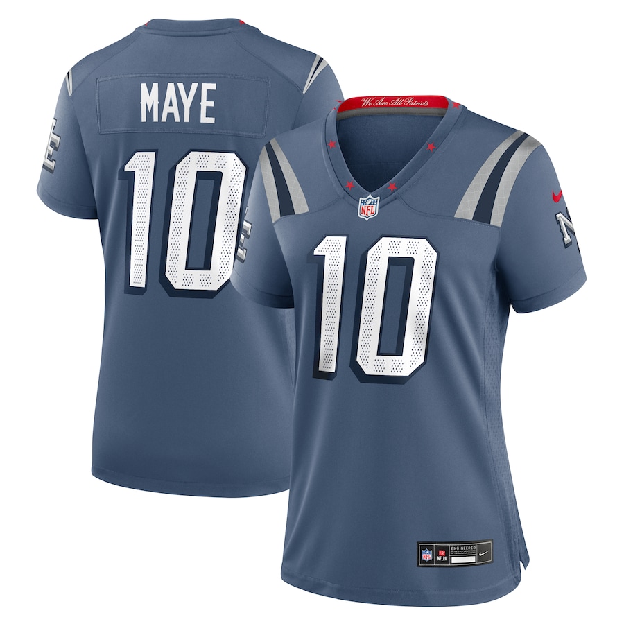 Drake Maye #10 New England Patriots Women's 2025 Rivalries Collection Game Jersey - Storm Blue