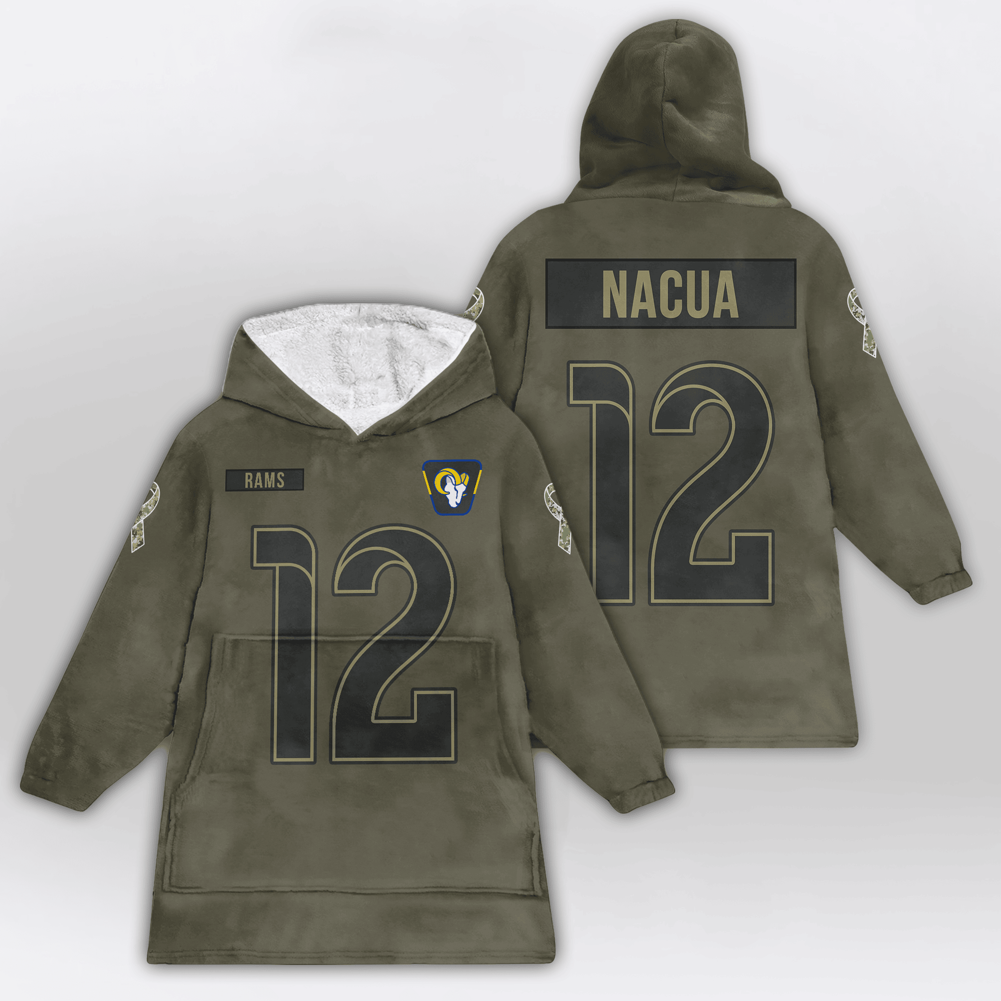 Kid P.N 12 Los Angeles Football Blanket Hoodie – Olive Salute to Service