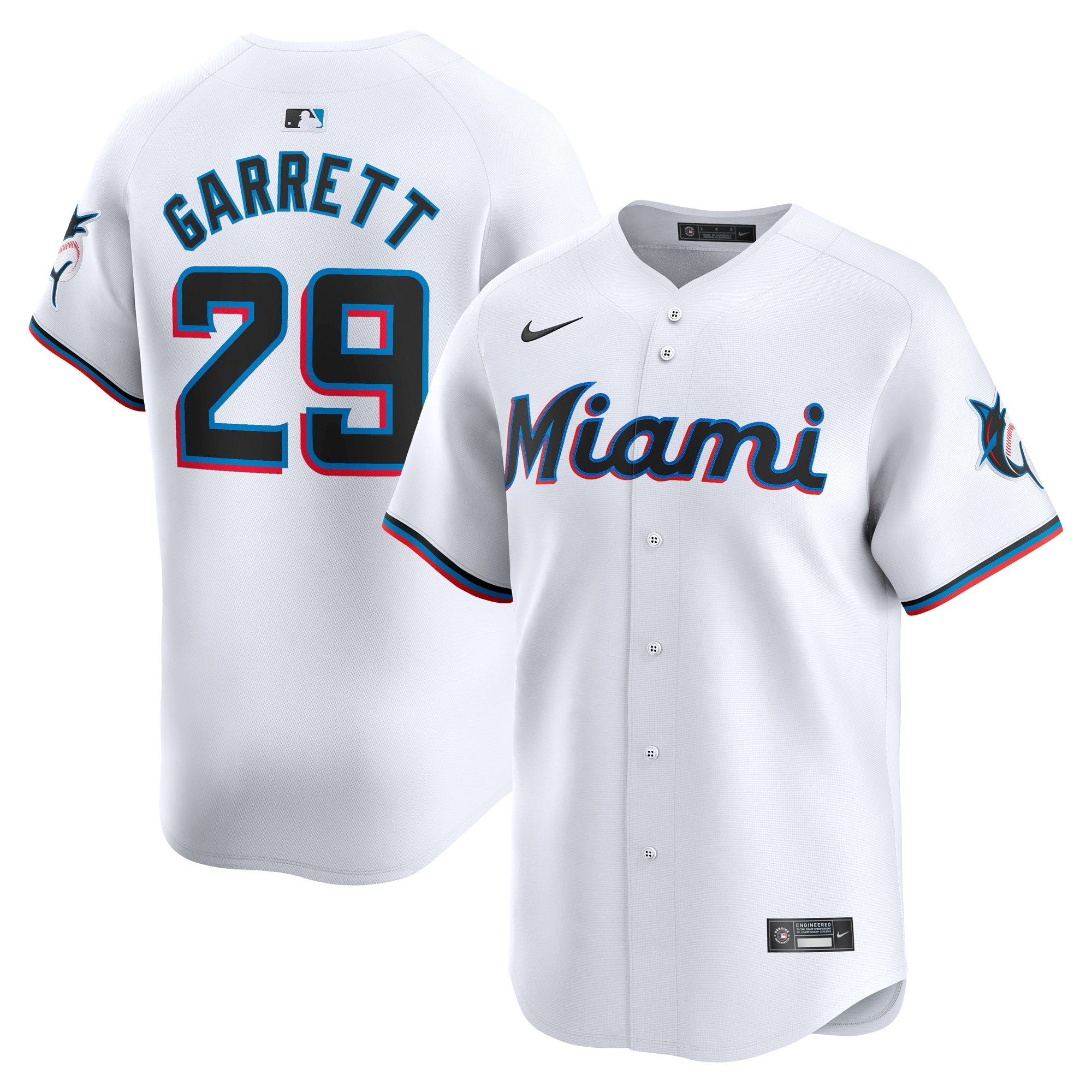 Men's Miami Marlins Braxton Garrett  White Home Limited Player Jersey