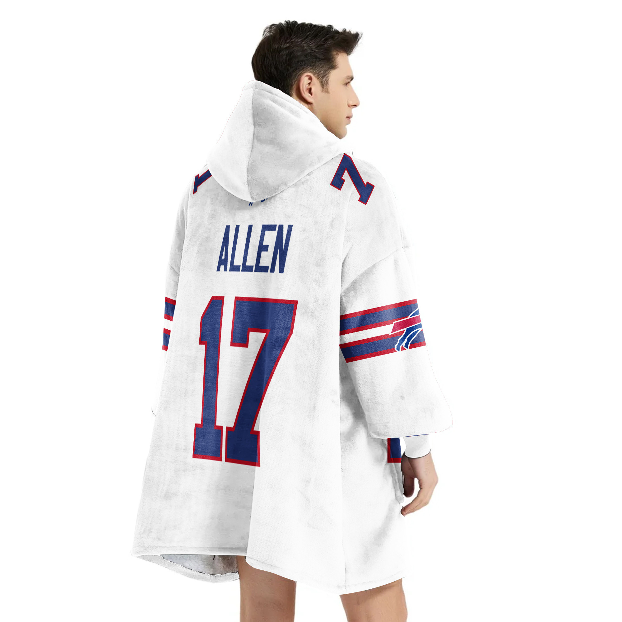 Adult 17 Buffalo Football Unisex Blanket Hoodie