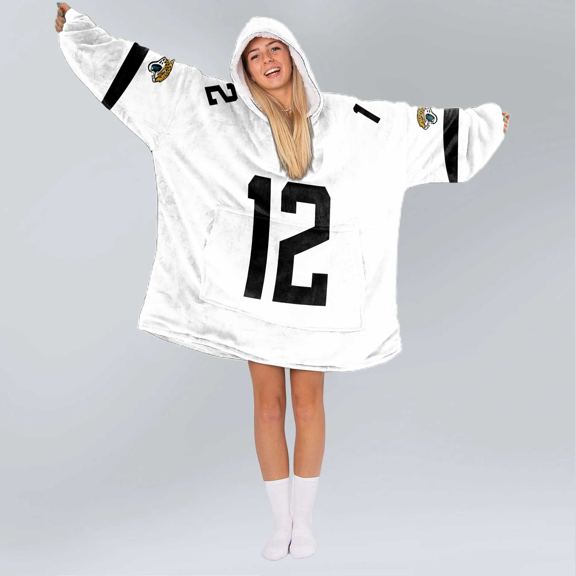 Adult 12 Jacksonville Football Unisex Blanket Hoodie