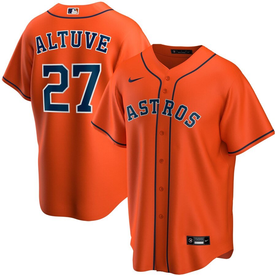 Men's  Houston Astros #27 Jose Altuve Orange Alternate 2020 MLB Jersey