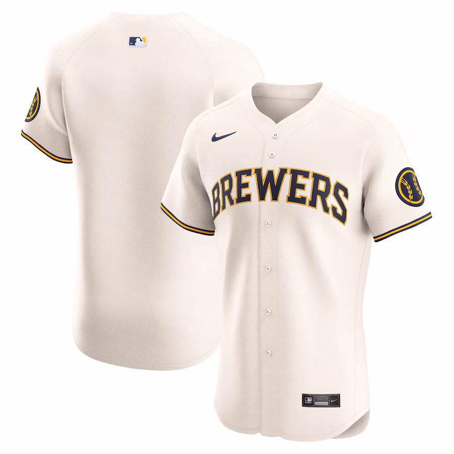 Men's Milwaukee Brewers Cream Home Elite Jersey