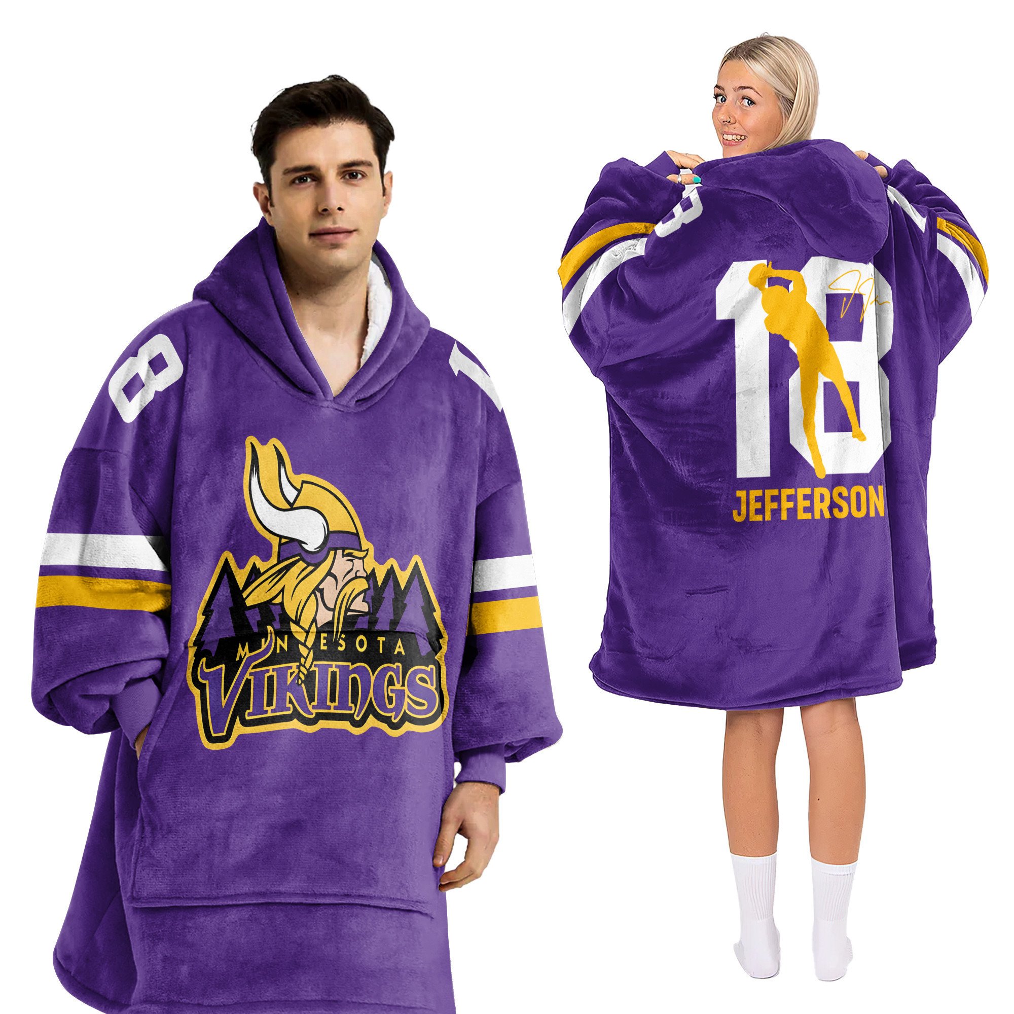 Adult 18 Minnesota Football Unisex Blanket Hoodie