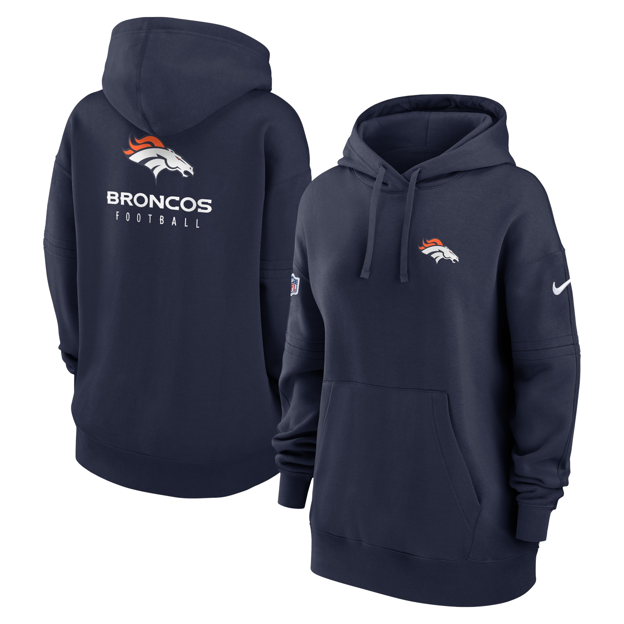 Denver Broncos  Women's 2023 Sideline Club Fleece Pullover Hoodie - Navy
