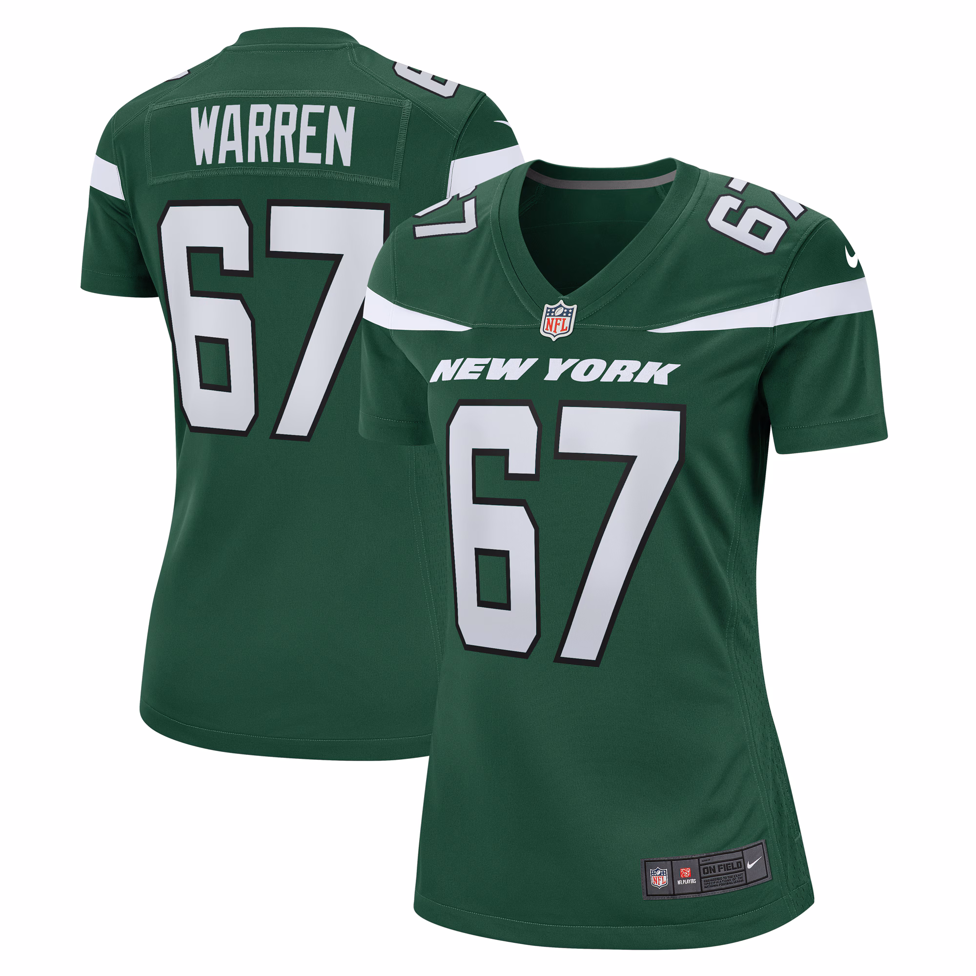 Carter Warren New York Jets Women's  Game Jersey - Gotham Green