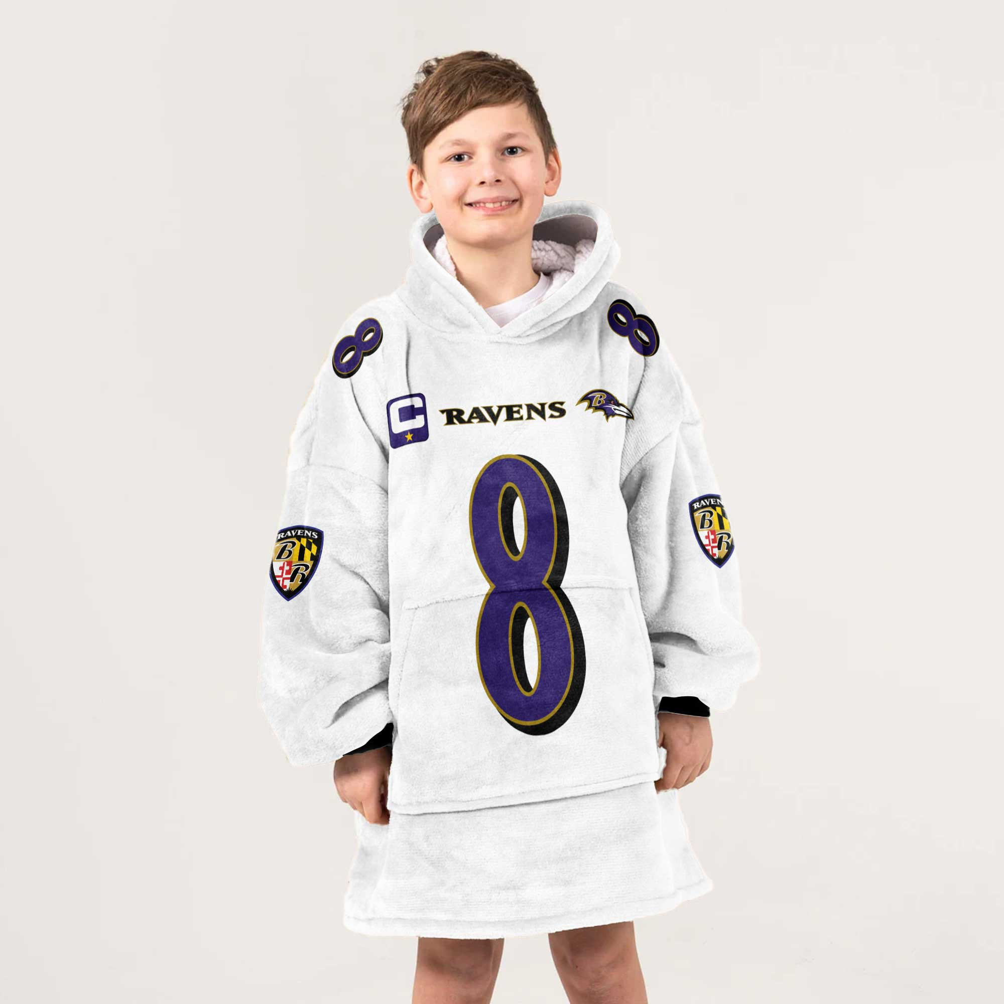Kid 8 Baltimore Football Unisex Blanket Hoodie
