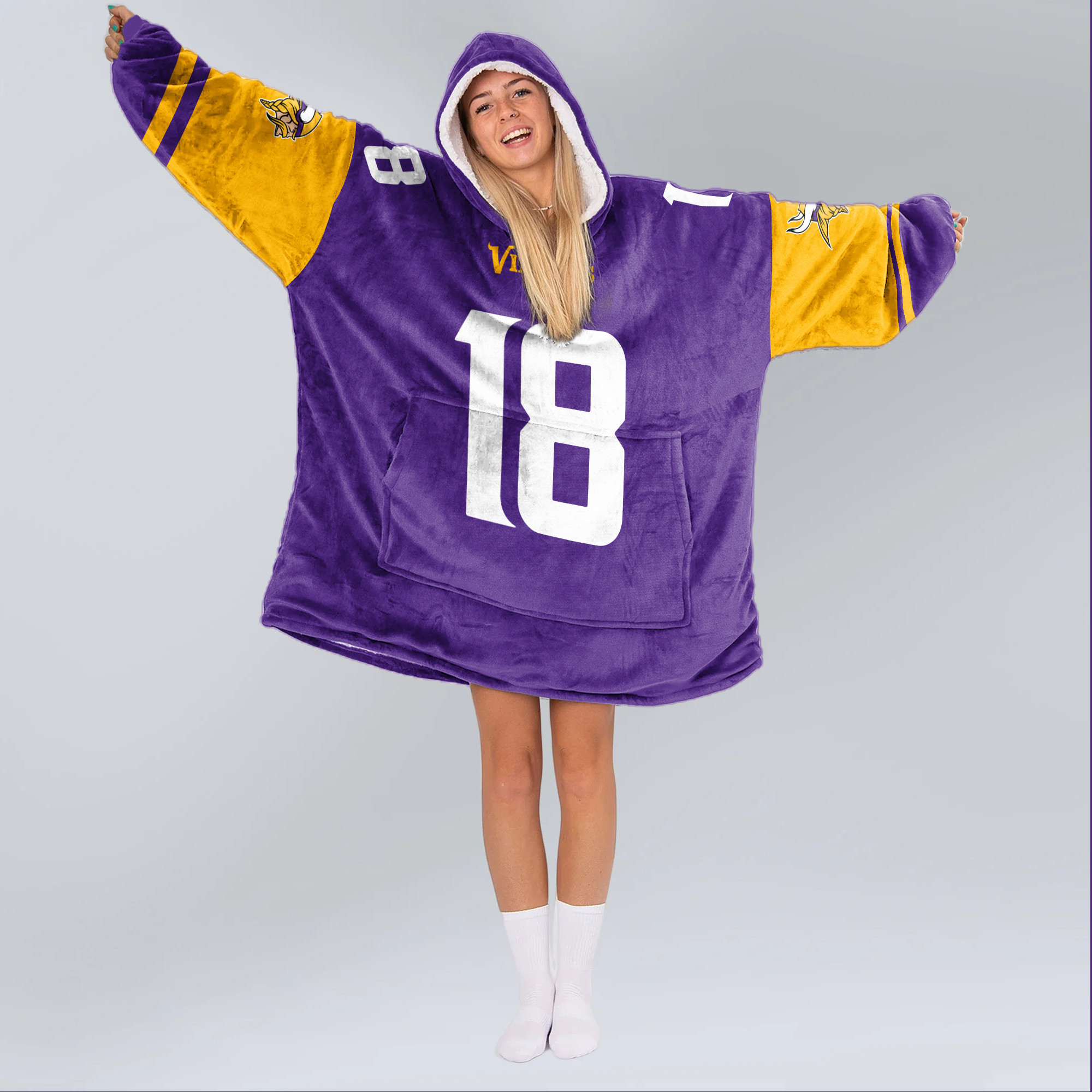 Adult JJ 18 Minnesota Football Unisex Blanket Hoodie