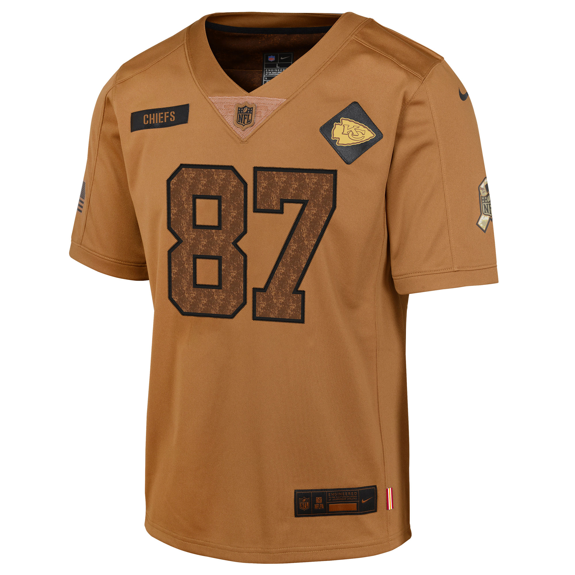 Travis Kelce Kansas City Chiefs  Youth 2023 Salute To Service Limited Jersey - Brown