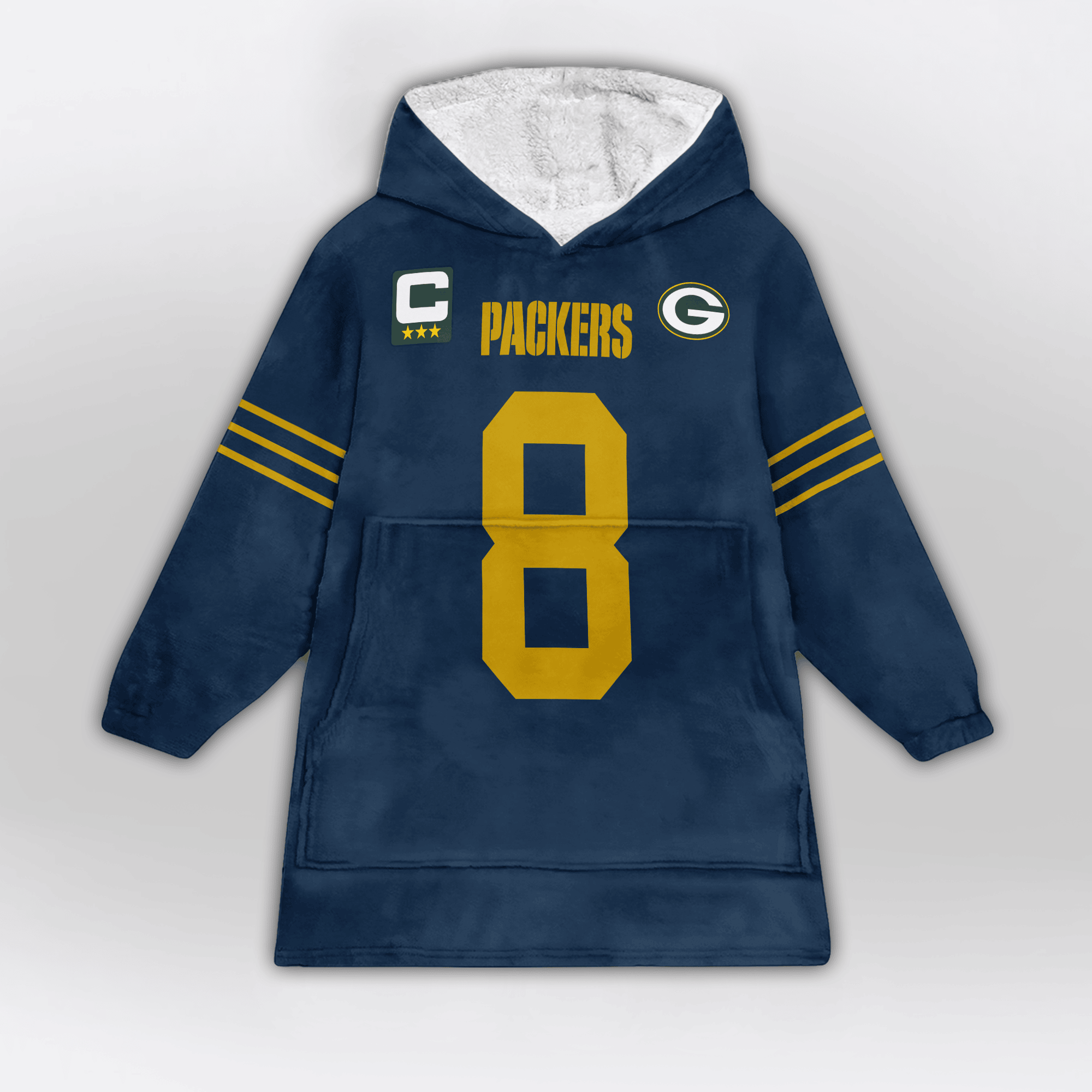Adult J.J 8 Captain Green Bay Football Unisex Blanket Hoodie