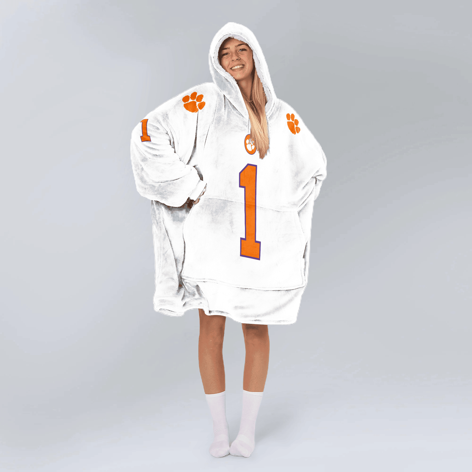 Adult 1 Clemson Football Unisex Blanket Hoodie