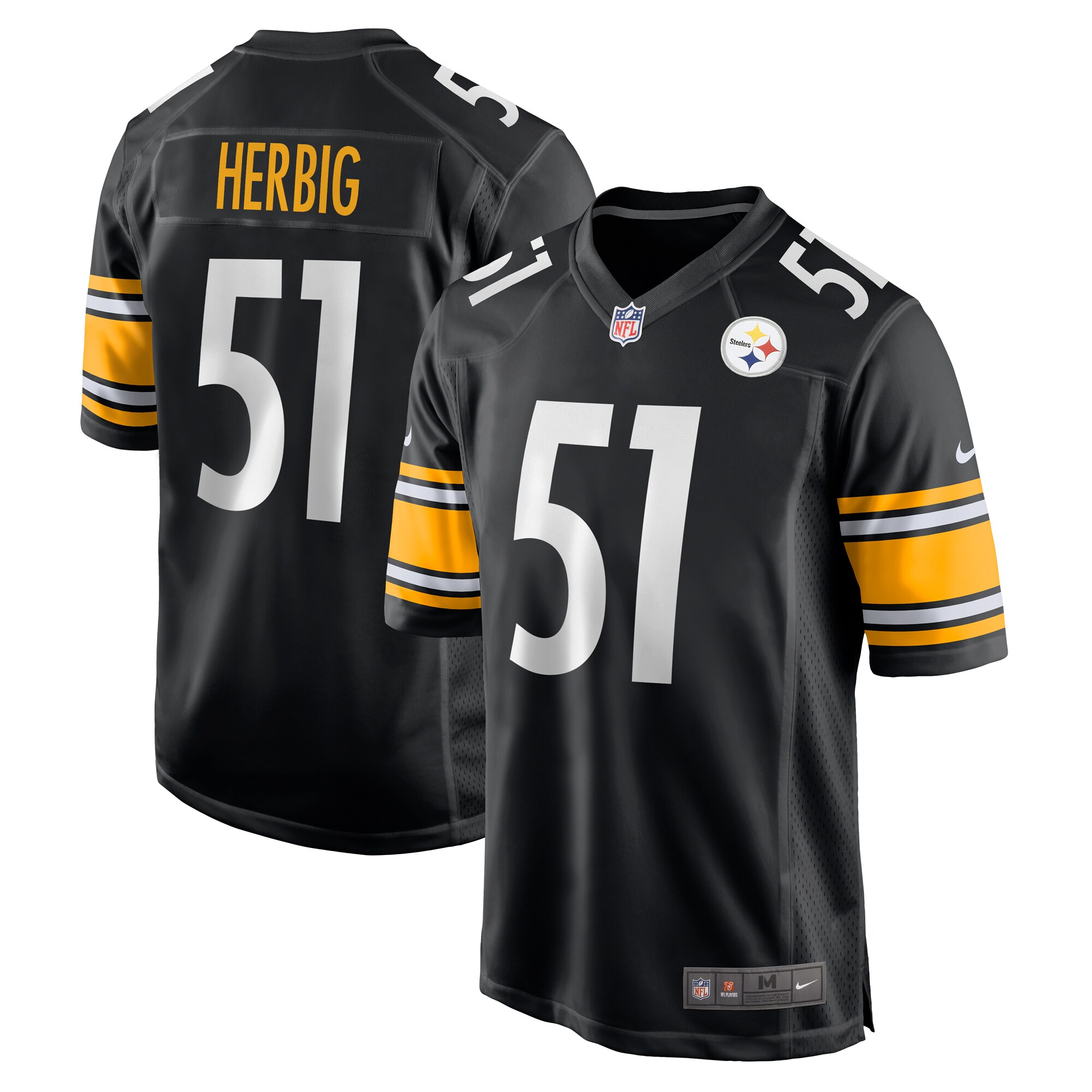 Nick Herbig #51 Pittsburgh Steelers  Game Jersey -  Black