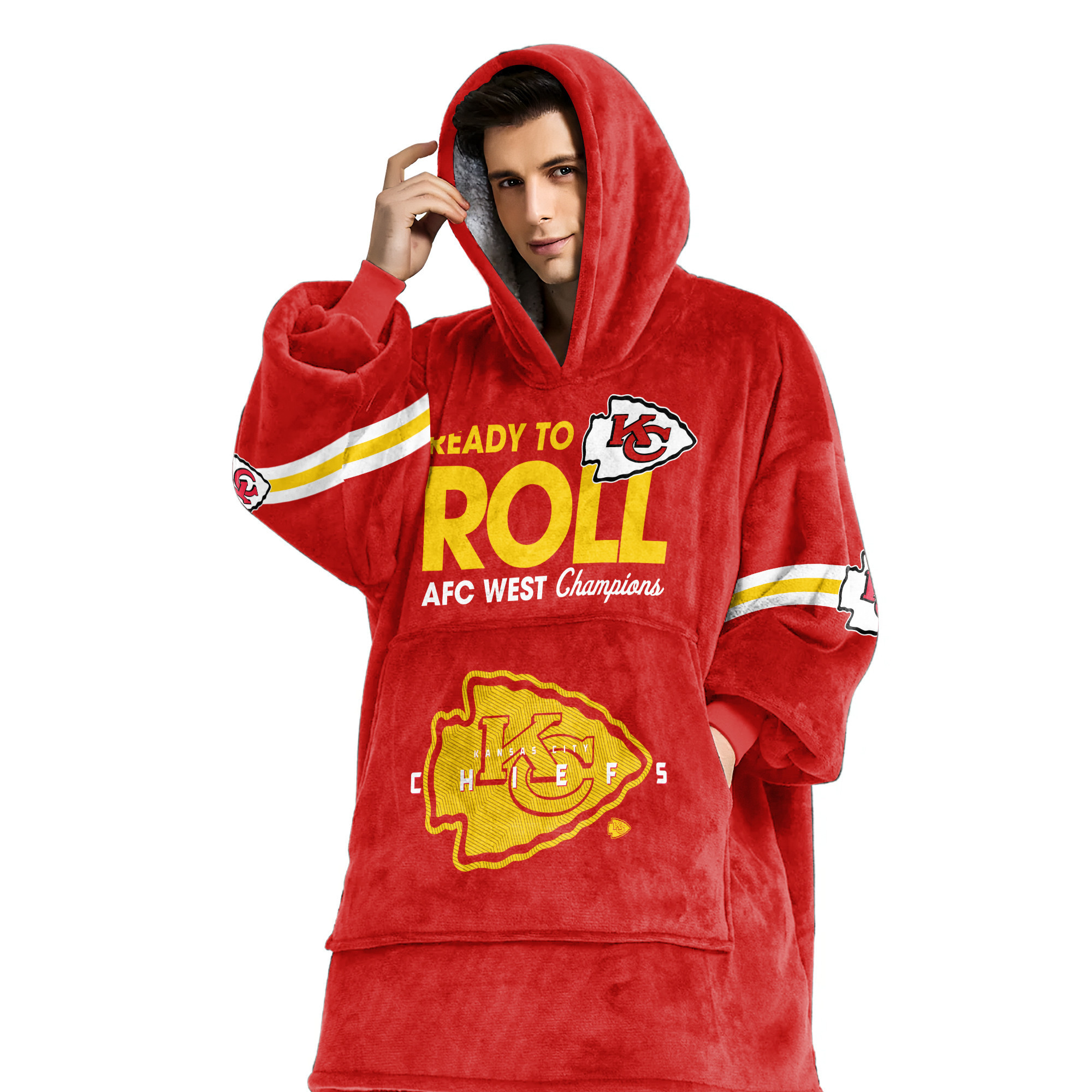 Adult 15 Ready To Roll Kansas City Football Unisex Blanket Hoodie
