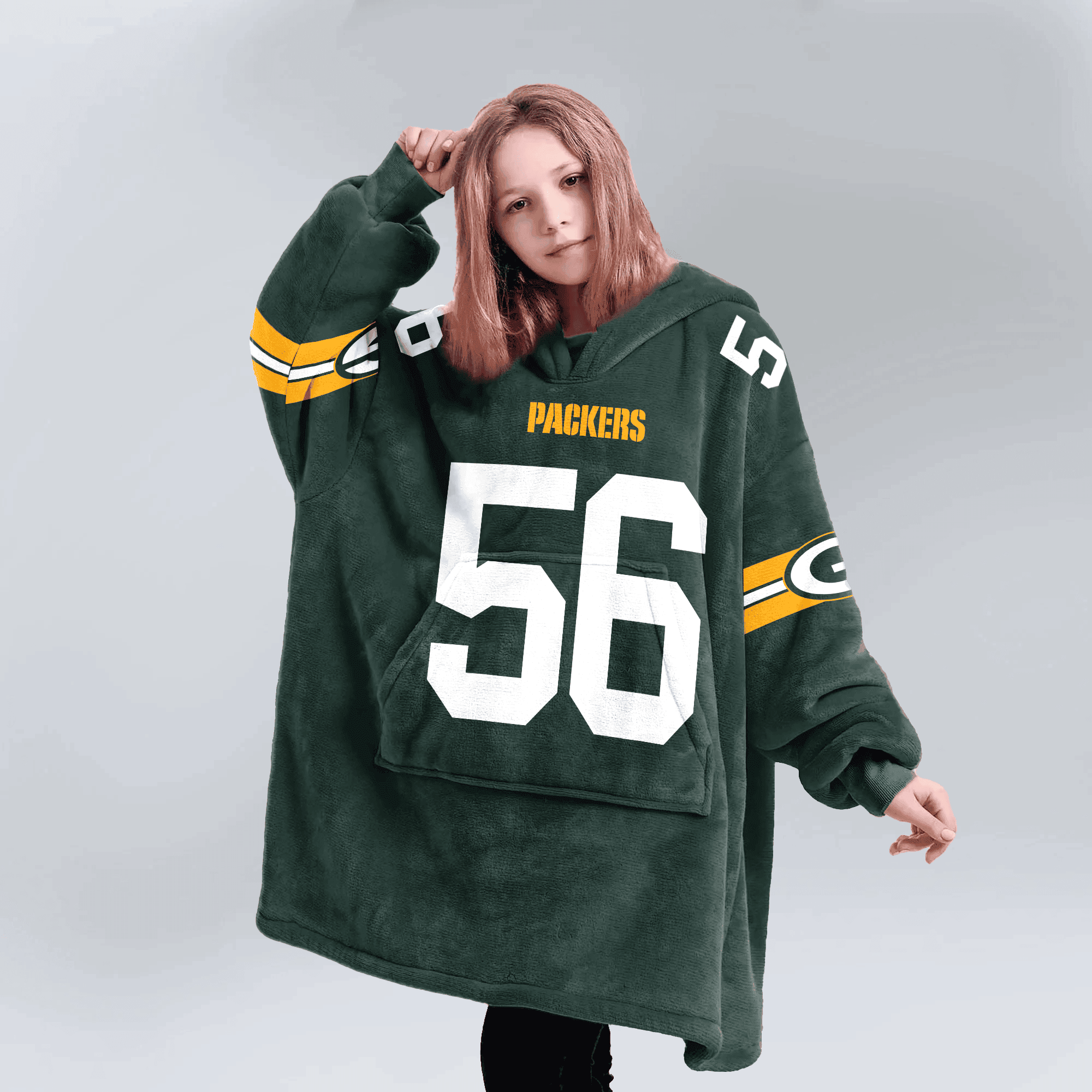 Kid 56 Green Bay Football Unisex Blanket Hoodie