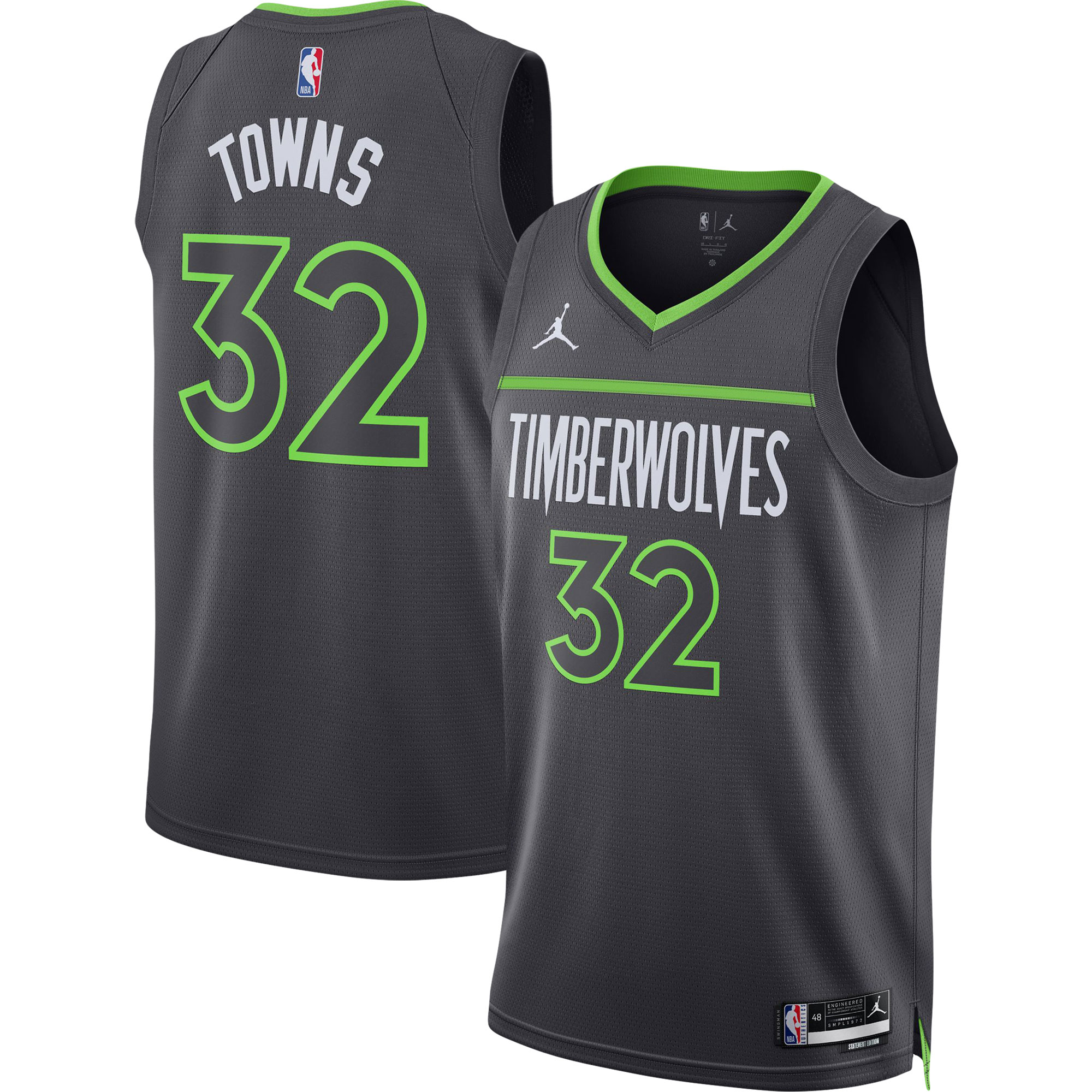 Karl-Anthony Towns 2022/23 Minnesota Timberwolves  Unisex Swingman Jersey - Statement Edition - Charcoal