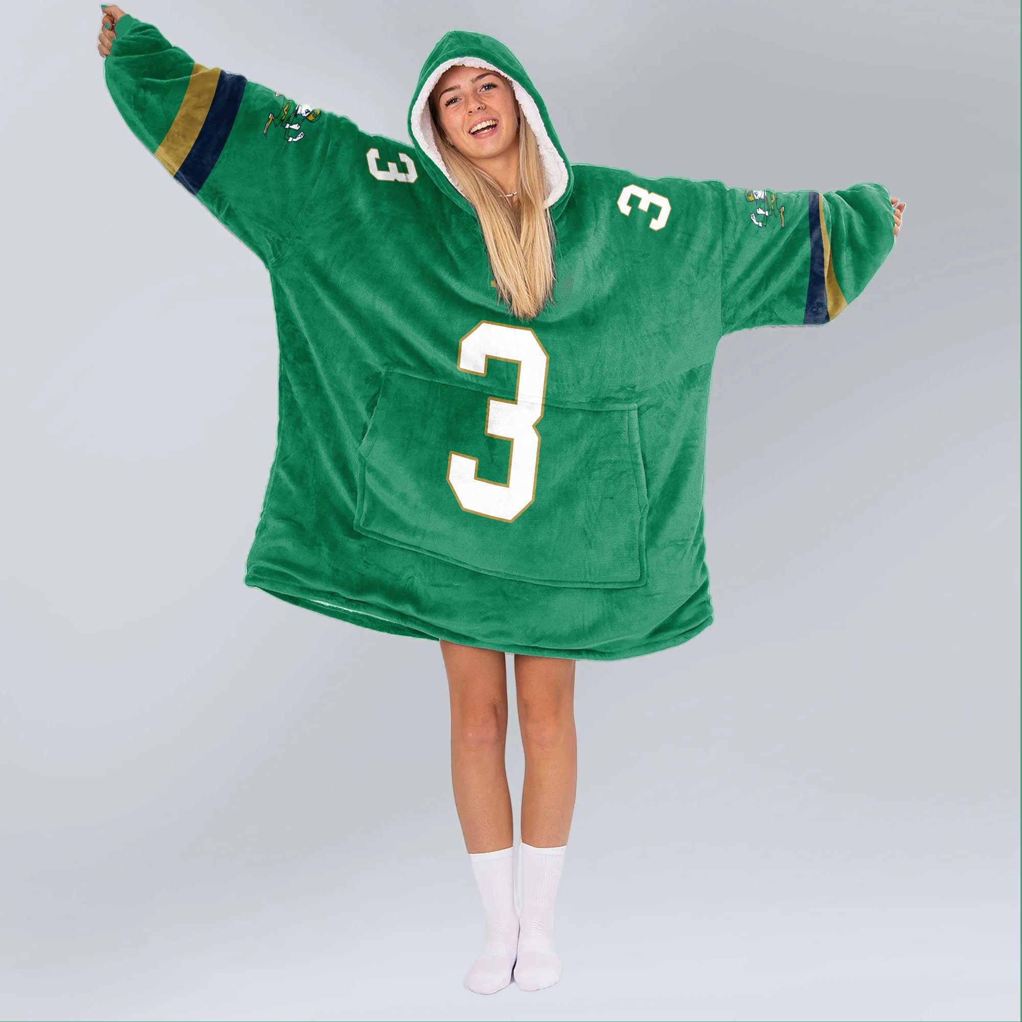 Adult 3 Notre Dame Football Unisex Blanket Hoodie