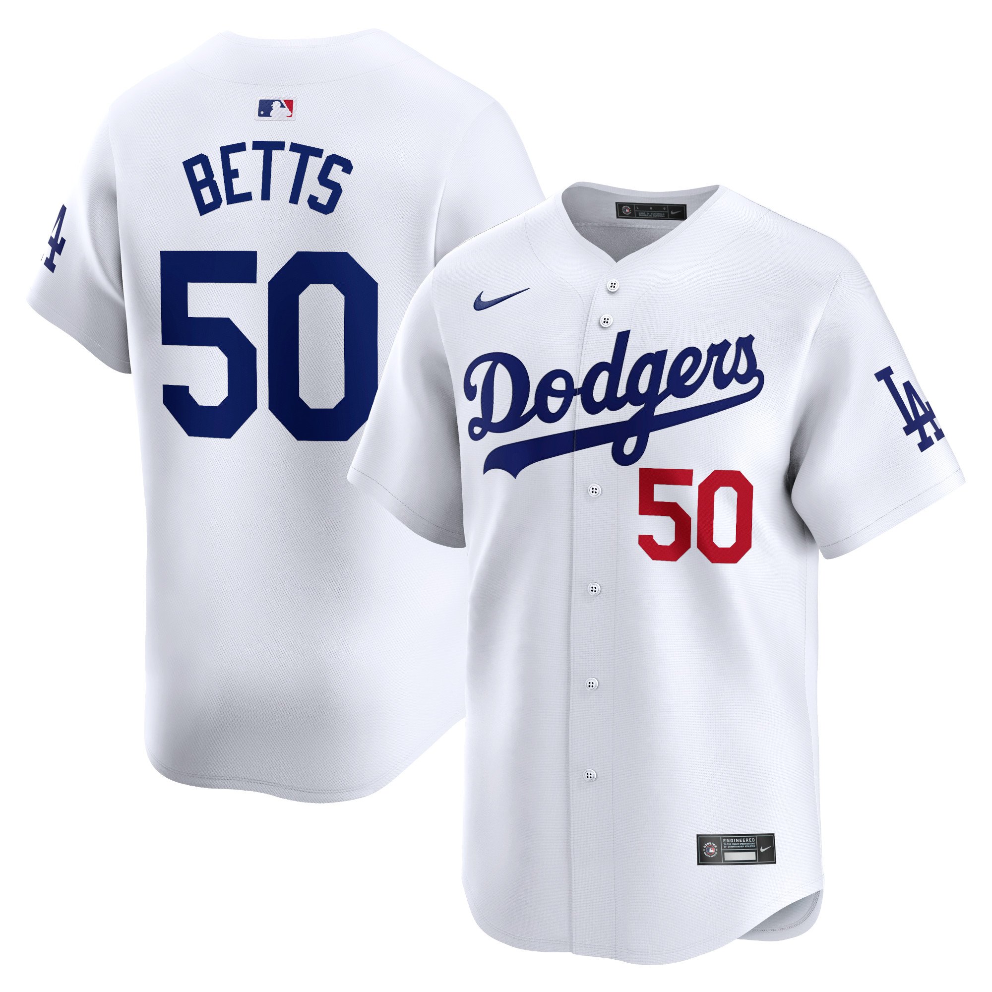 Men's Los Angeles Dodgers Mookie Betts  White Home Limited Player Jersey