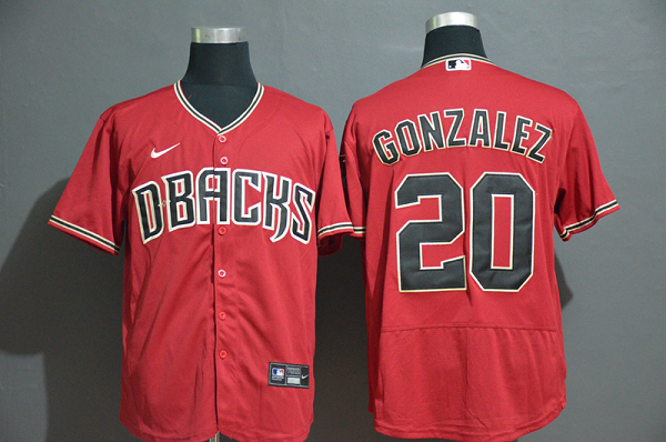 Men's Arizona Diamondback #20 Luis Gonzalez Red Stitched  MLB Flex Base Jersey