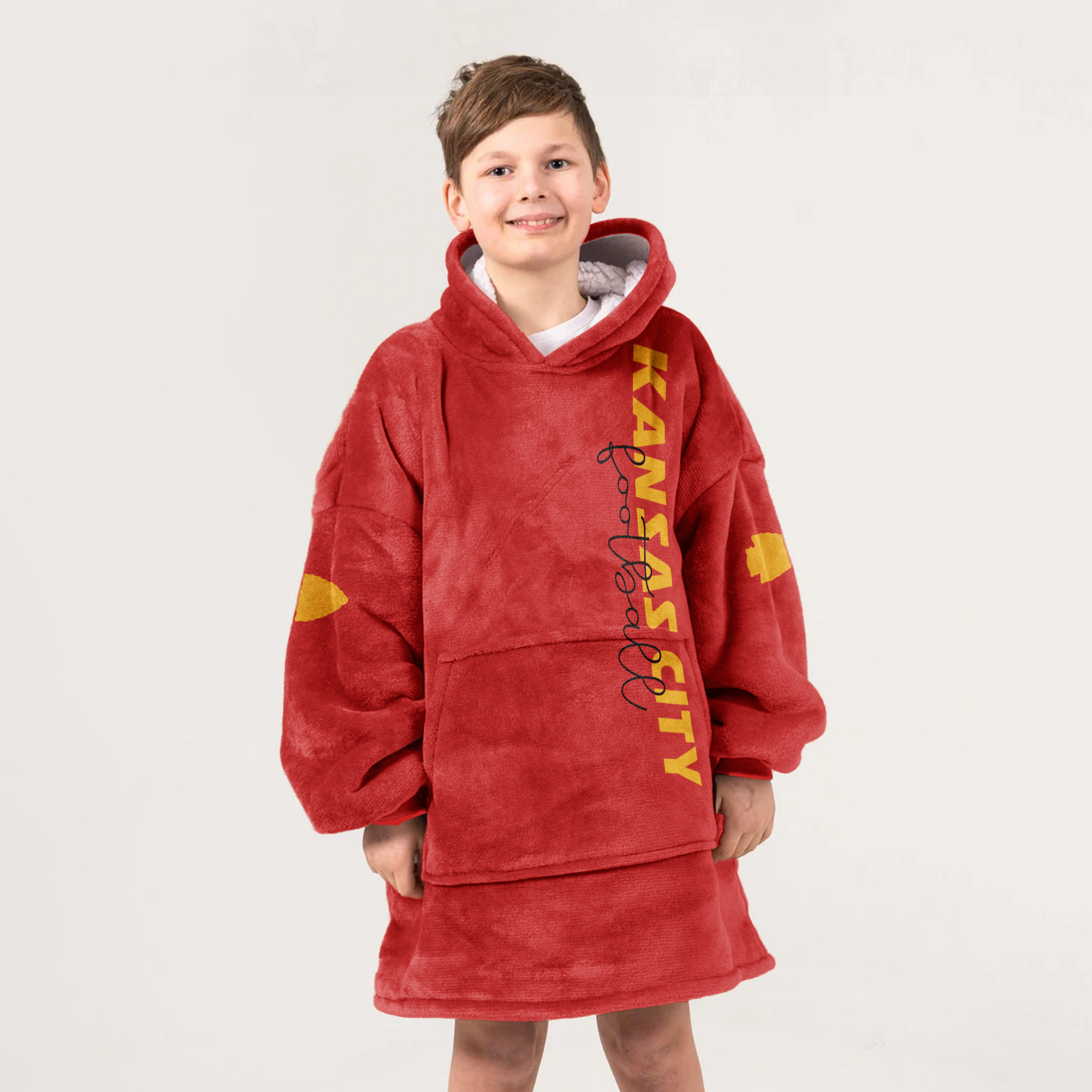 Adult 3 Peat Kansas City Football Unisex Blanket Hoodie