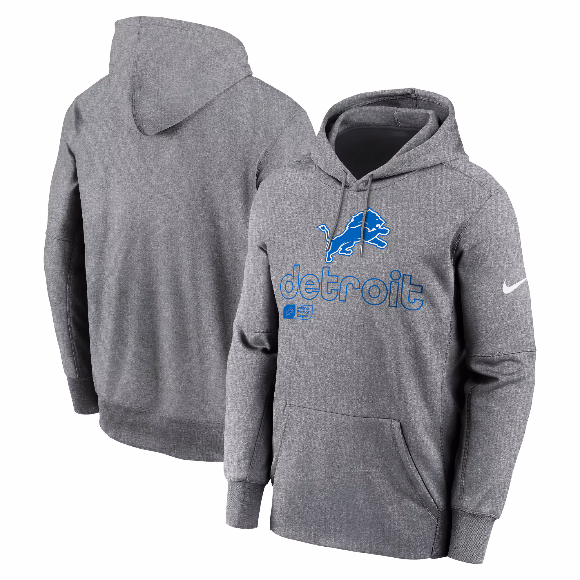Detroit Lions Performance Pullover Hoodie - Heather Gray