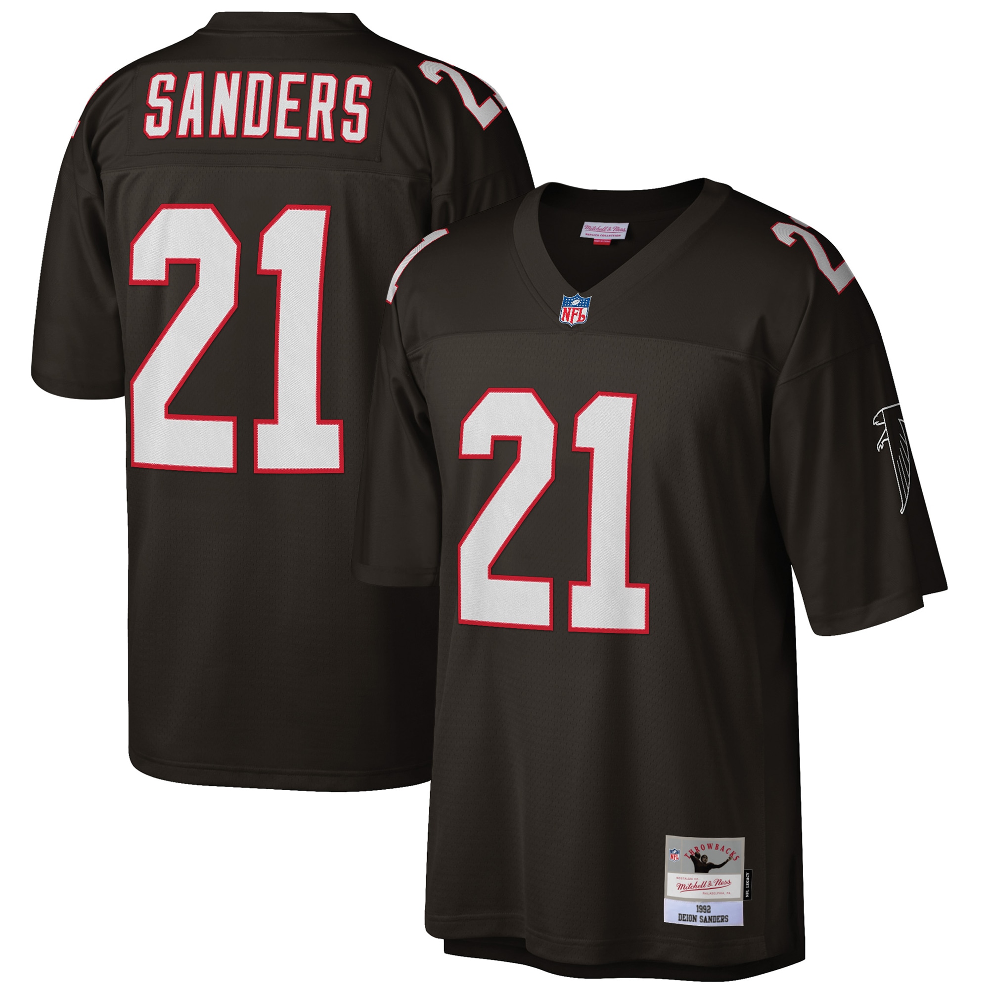 Deion Sanders Atlanta Falcons  Big & Tall 1992 Retired Player Replica Jersey - Black
