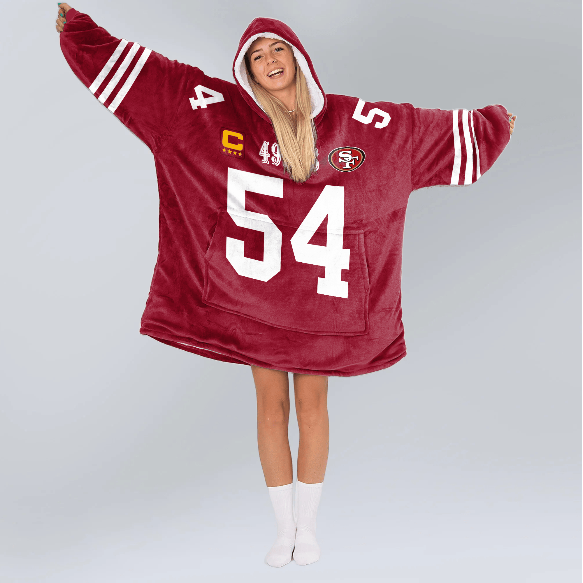 Adult F.W 54 Captain San Francisco 49ers Football Unisex Blanket Hoodie