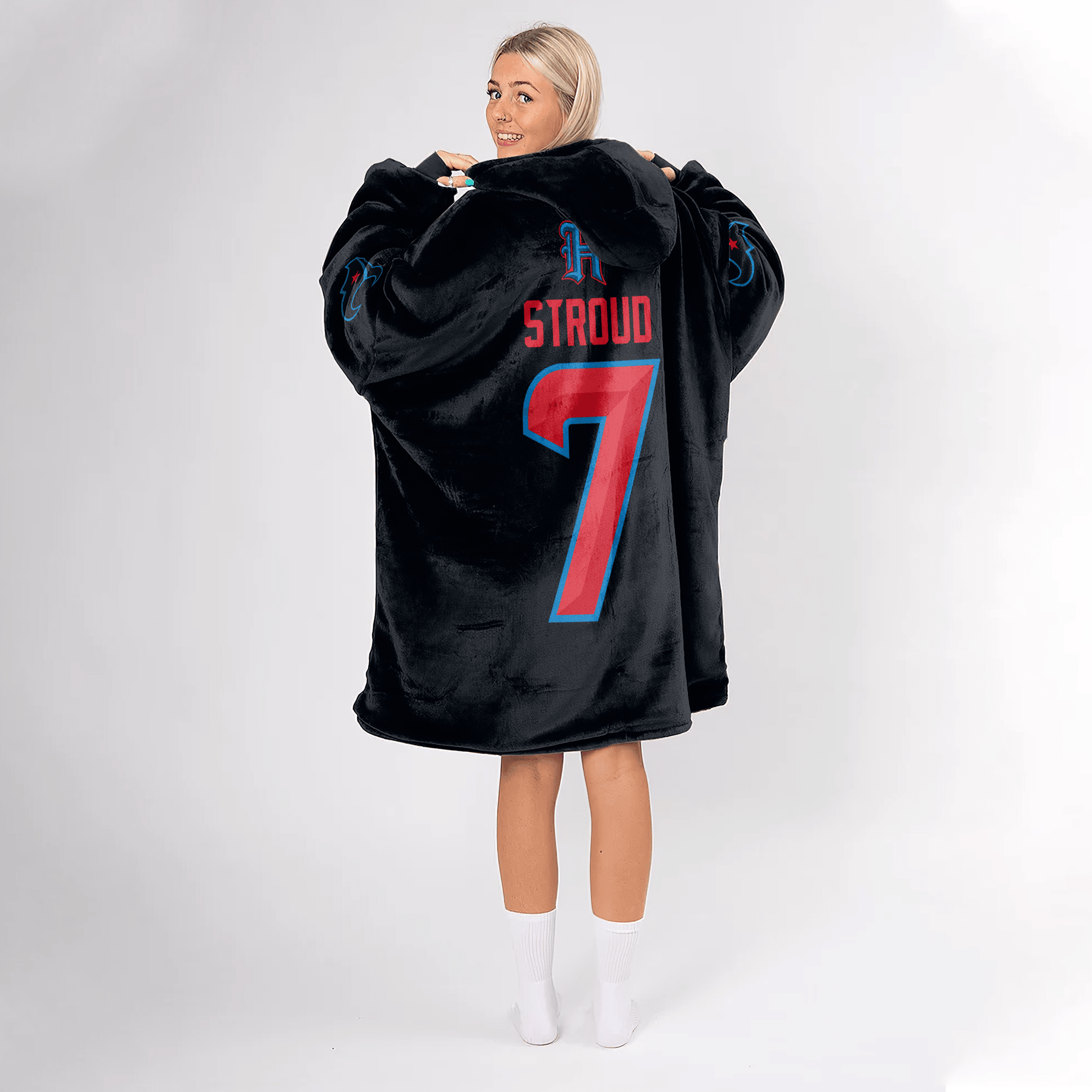 Adult C.J.S 7 Houston Football Unisex Blanket Hoodie